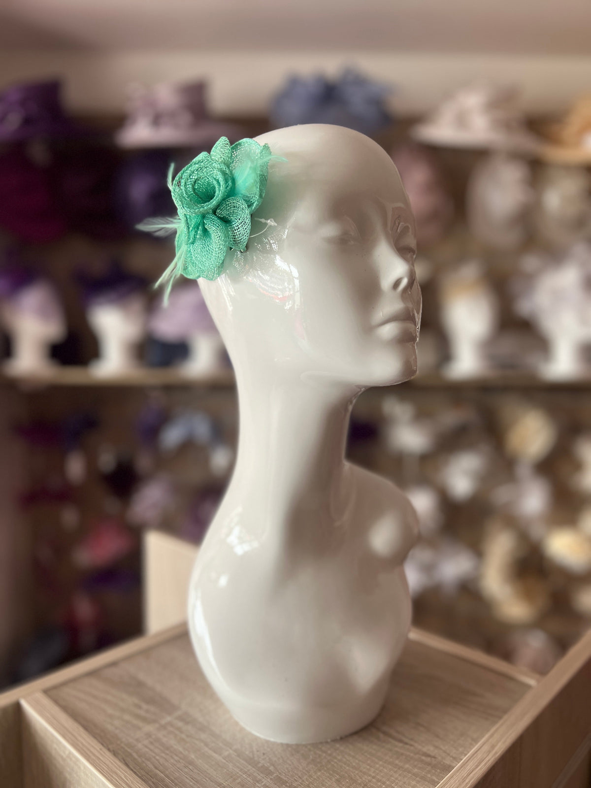 Small Mint Green Fascinator Hair Clip with Wispy Feathers-Fascinators Direct