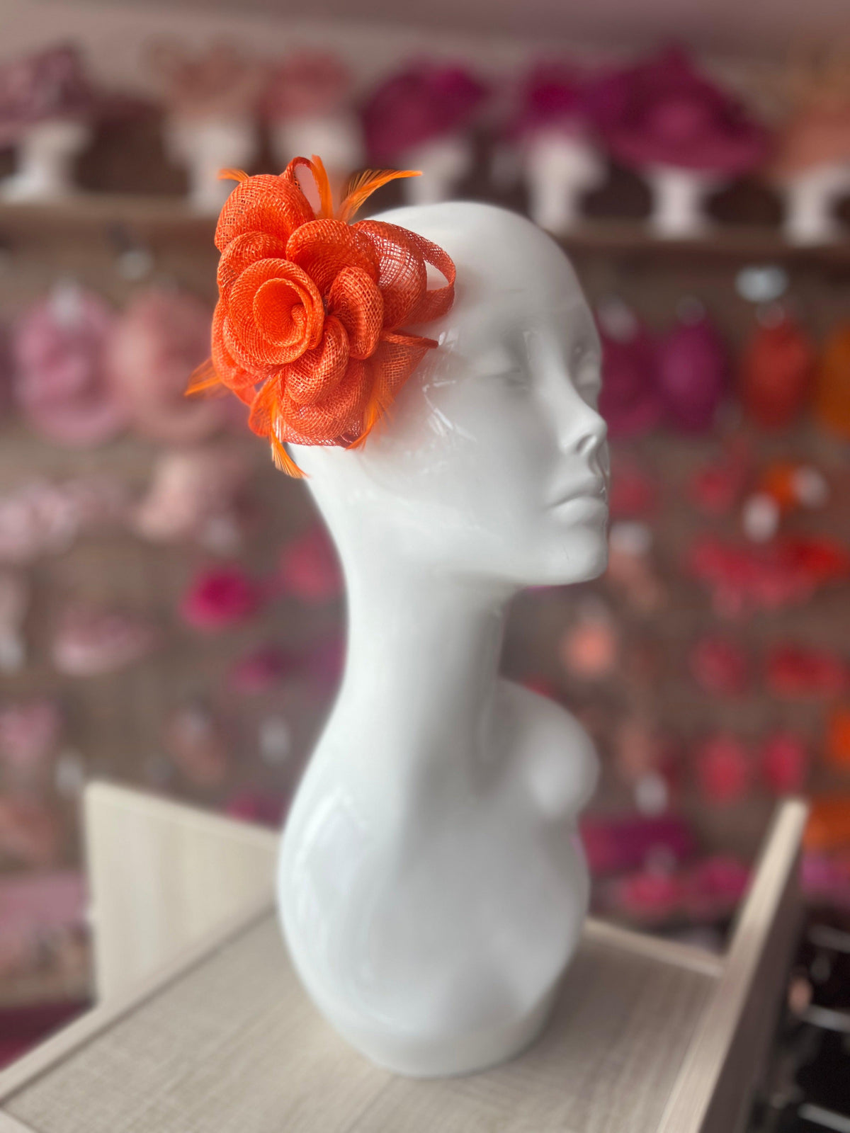 Small Orange Fascinator Clip with Bow &amp; Flower-Fascinators Direct