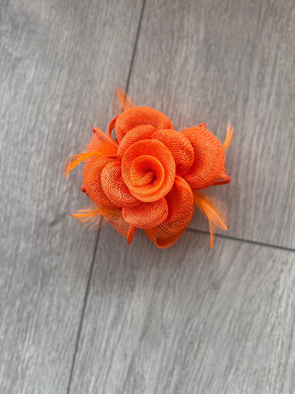 Small Orange Fascinator Clip with Bow &amp; Flower-Fascinators Direct