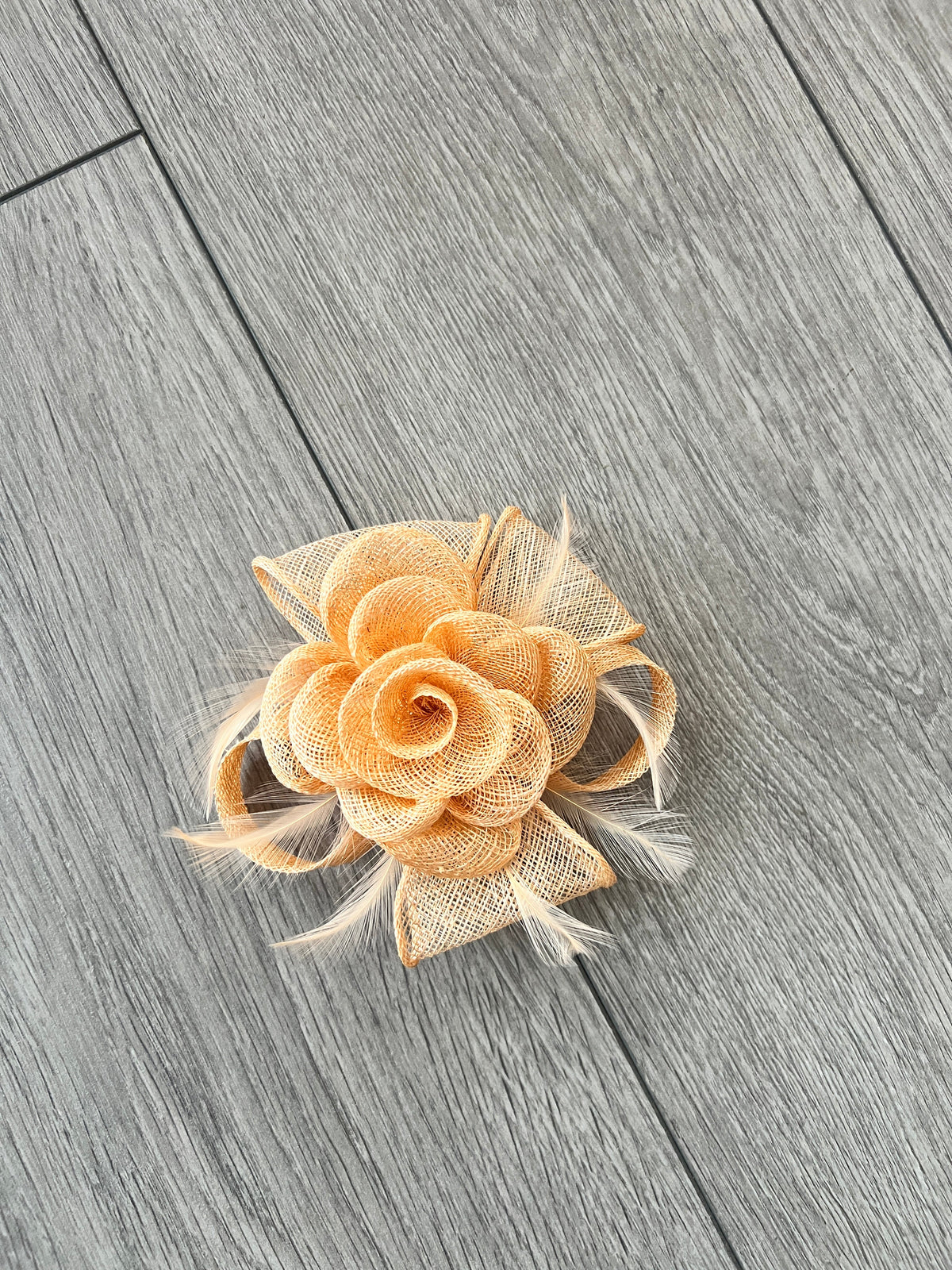 Small Peach Fascinator Clip with Bow &amp; Flower-Fascinators Direct