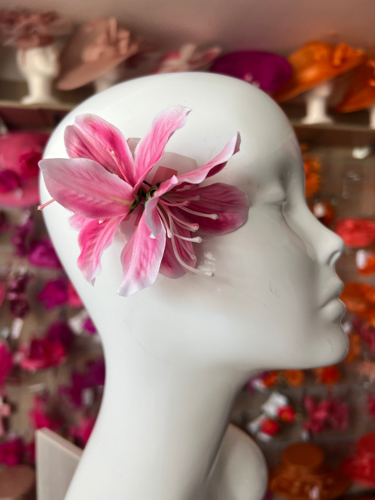 Small Pink Lily Hair Flower Clip-Fascinators Direct