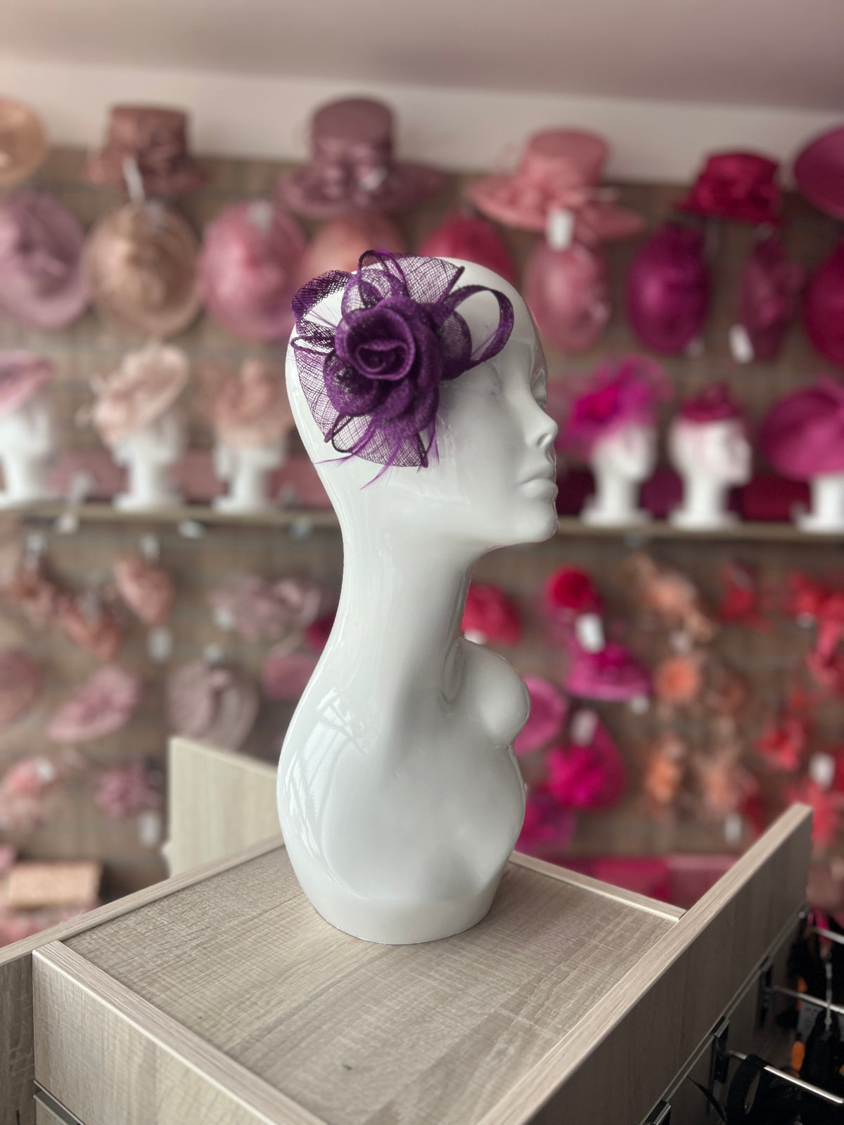Small Purple Fascinator Clip With Bow &amp; Flower-Fascinators Direct