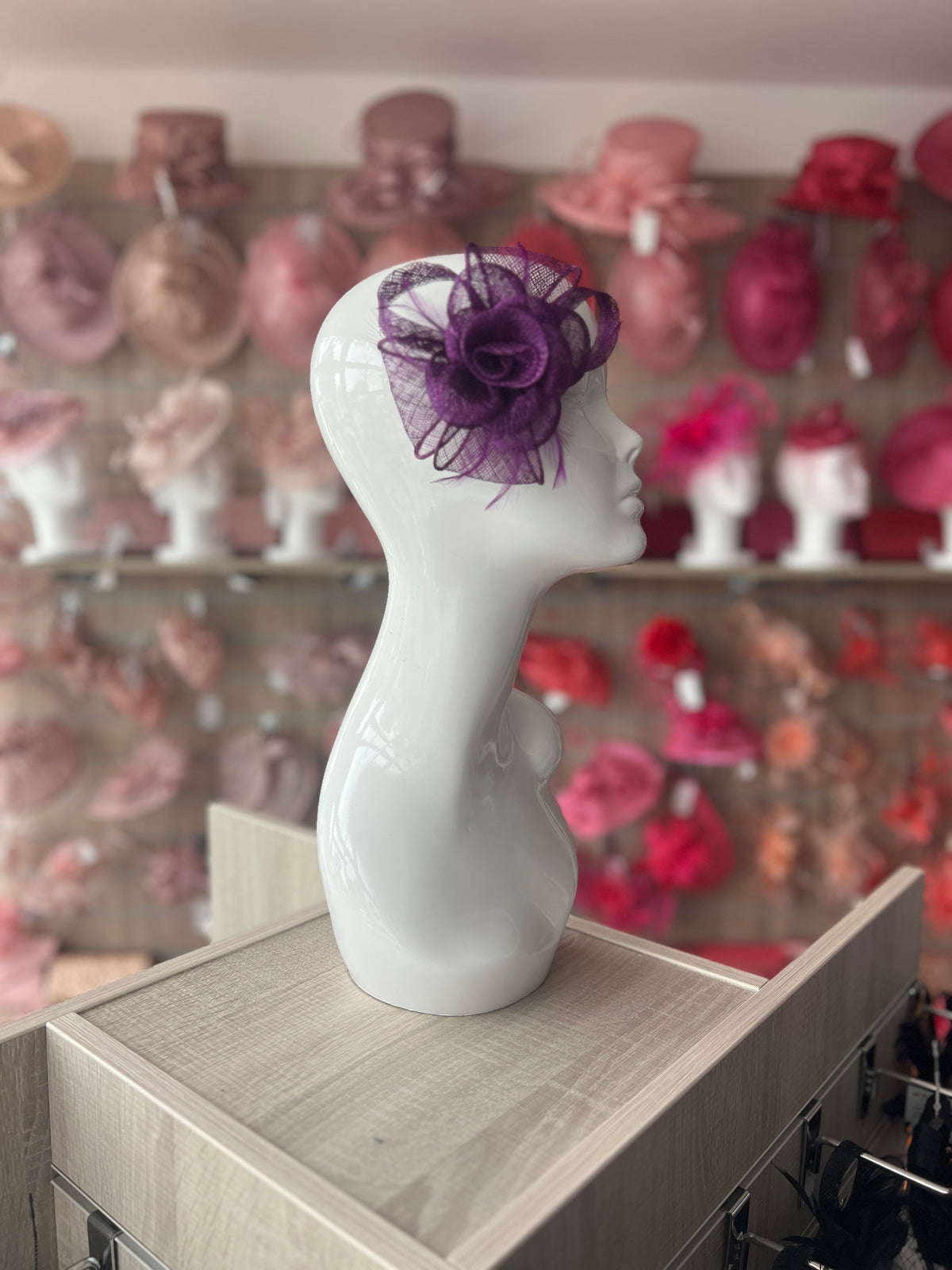 Small Purple Fascinator Clip With Bow &amp; Flower-Fascinators Direct