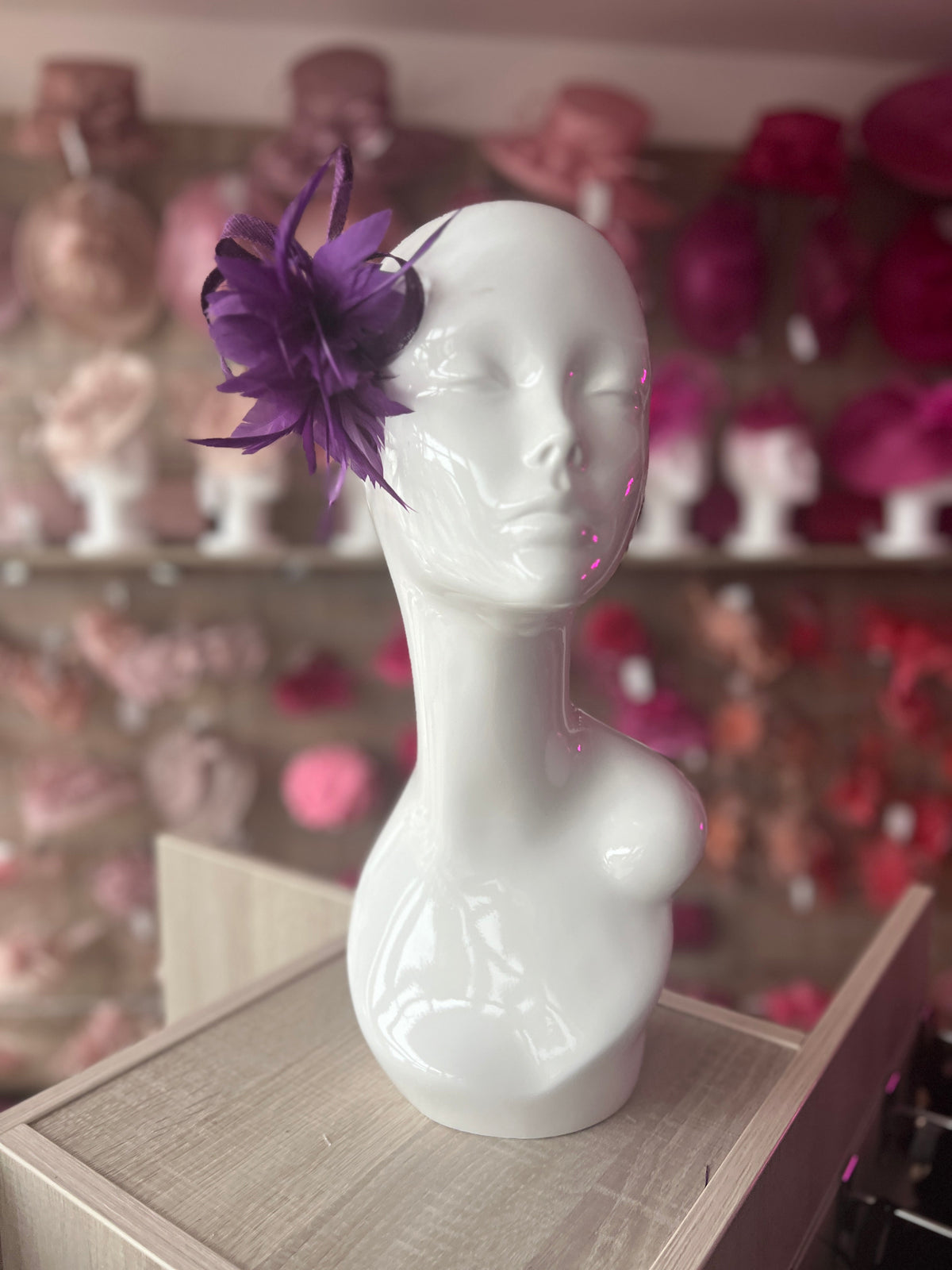 Small Purple Fascinator Clip with Feathers &amp; Loops-Fascinators Direct