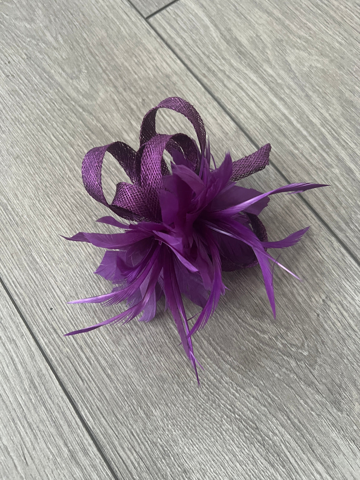 Small Purple Fascinator Clip with Feathers &amp; Loops-Fascinators Direct