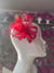 Small Raspberry Hair Clip Fascinator With Netting & Feathers-Fascinators Direct