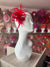 Small Red Fascinator Clip with Feathers & Satin Loops-Fascinators Direct