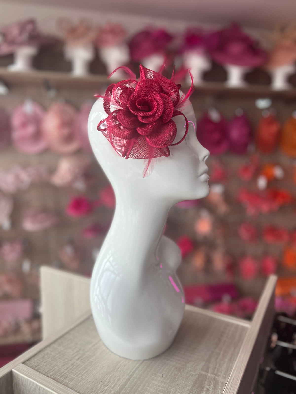 Small Rouge Red Fascinator Clip with Bow &amp; Flower-Fascinators Direct