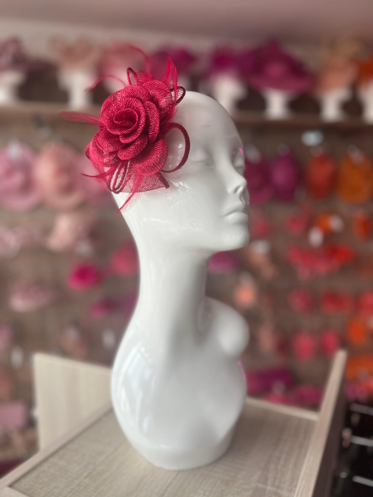 Small Rouge Red Fascinator Clip with Bow &amp; Flower-Fascinators Direct