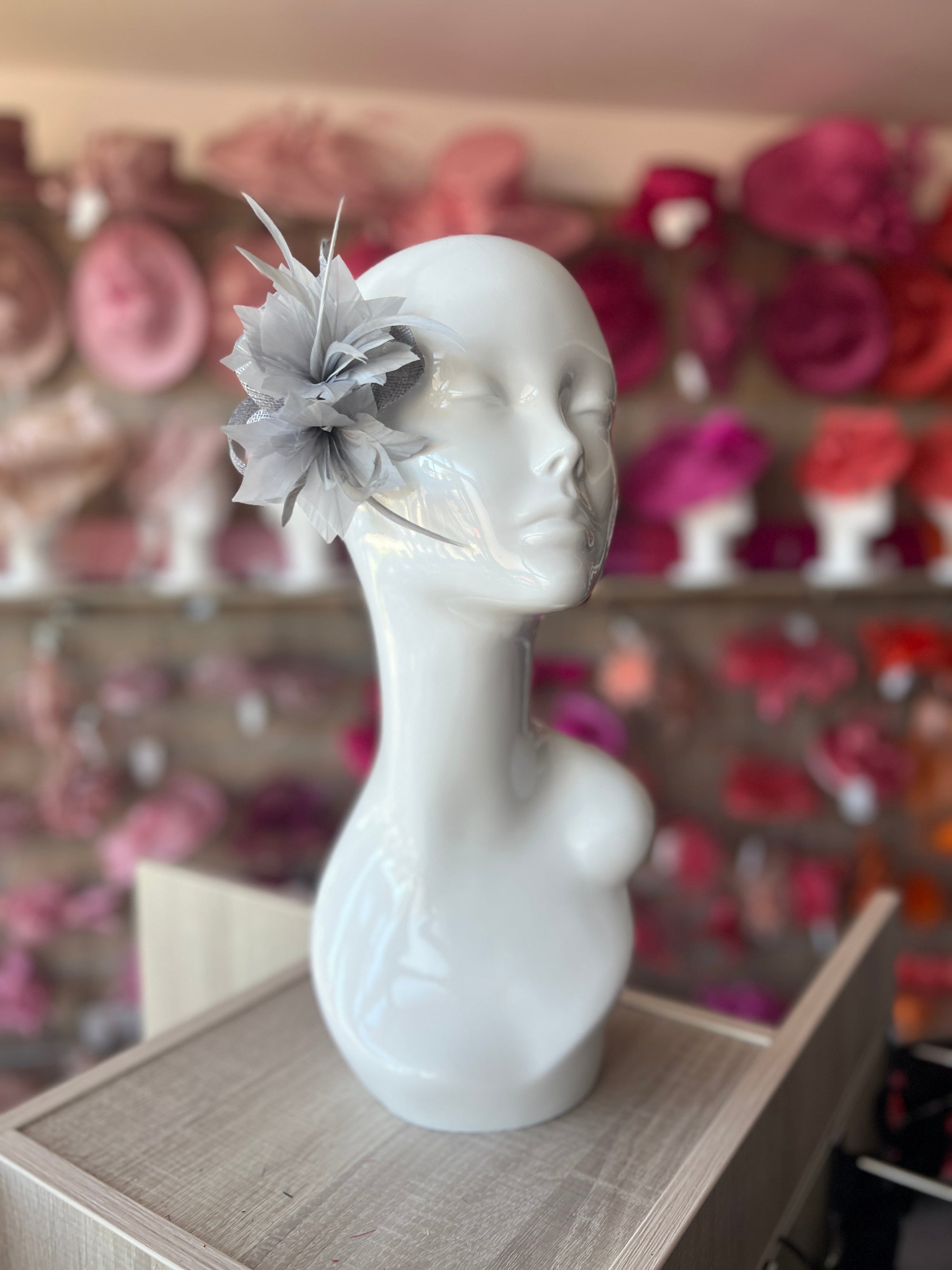 Sinamay Fascinator Small Silver Fascinator Grey Fascinators For - Main Image