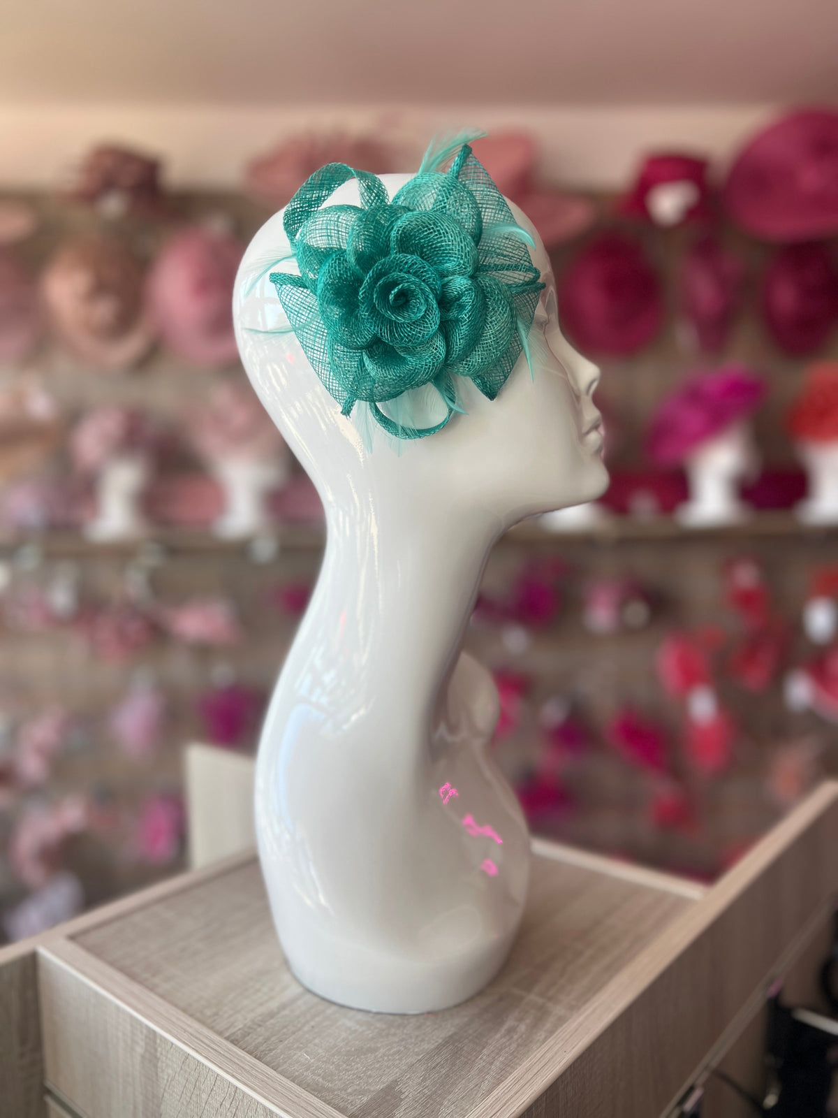 Small Turquoise Fascinator Clip with Bow &amp; Flower-Fascinators Direct