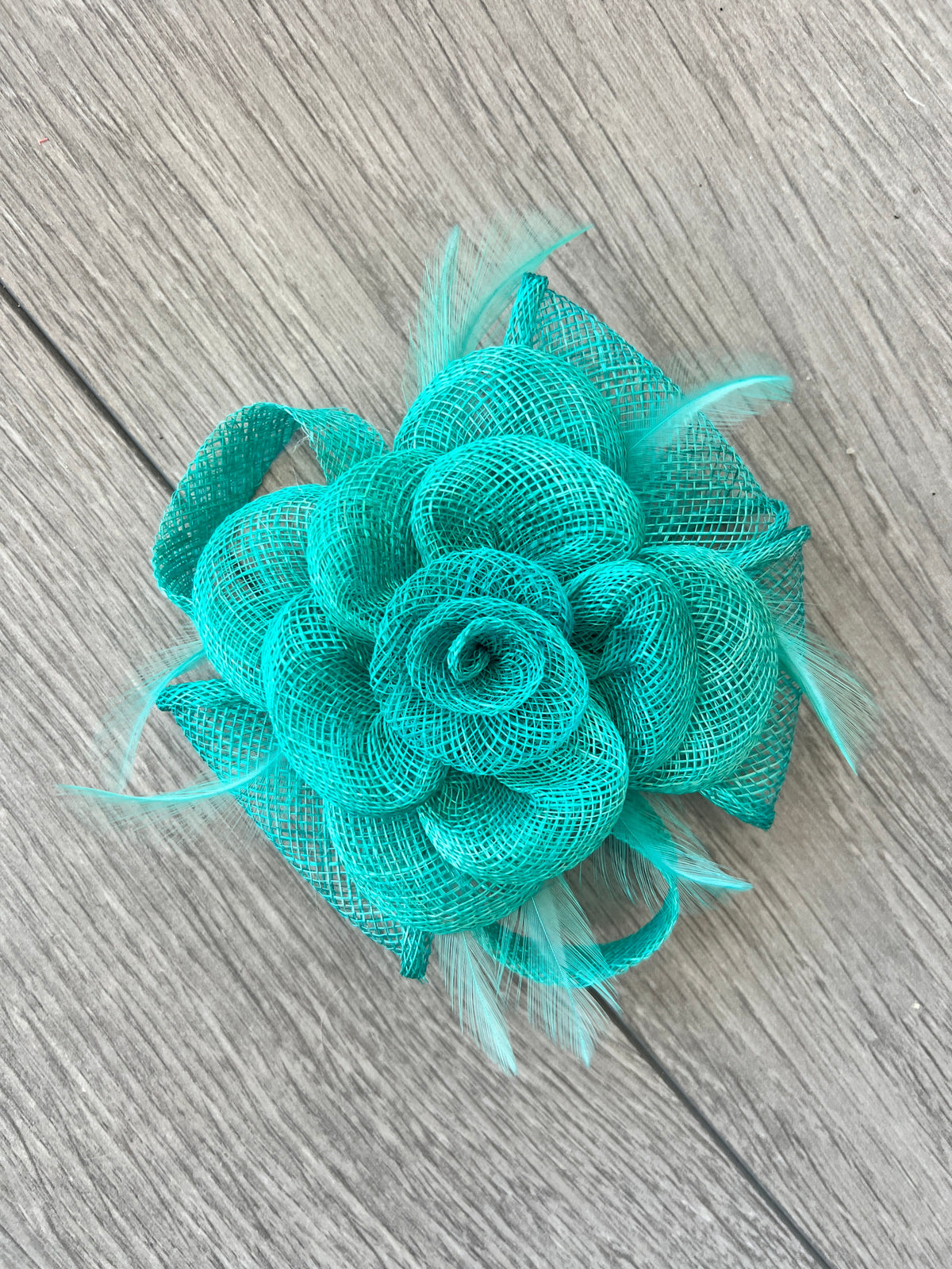 Small Turquoise Fascinator Clip with Bow &amp; Flower-Fascinators Direct