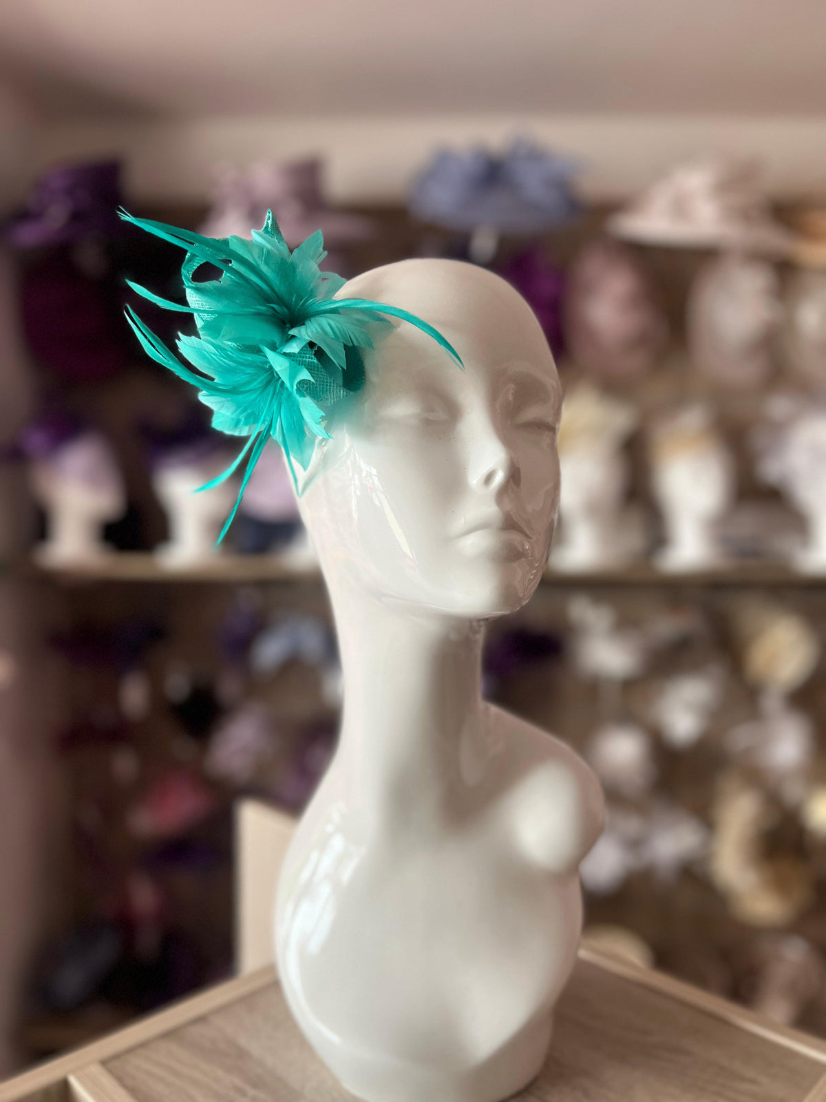 Small Turquoise Fascinator Clip with Feathers &amp; Loops-Fascinators Direct