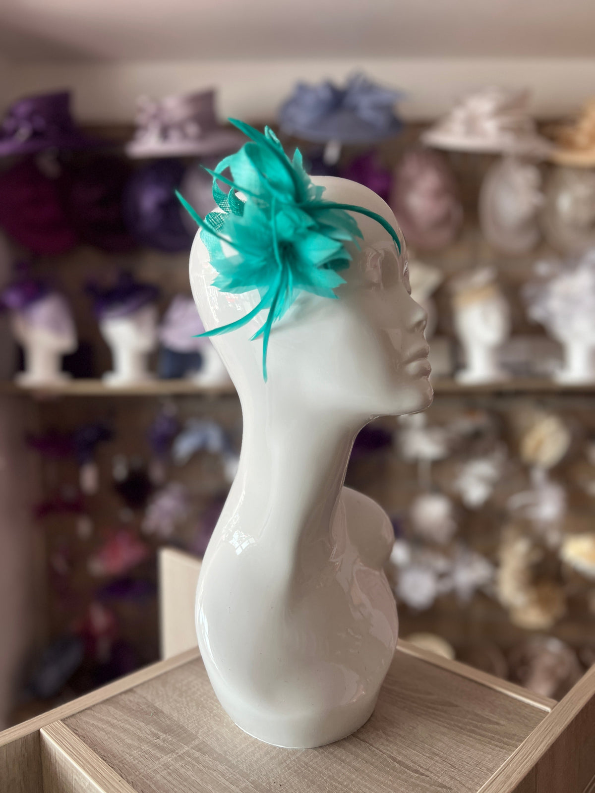 Small Turquoise Fascinator Clip with Feathers &amp; Loops-Fascinators Direct