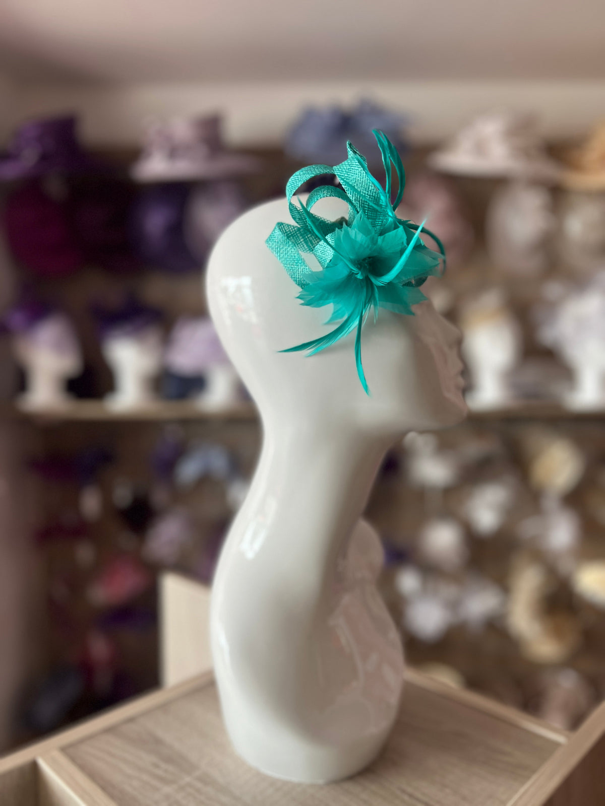 Small Turquoise Fascinator Clip with Feathers &amp; Loops-Fascinators Direct