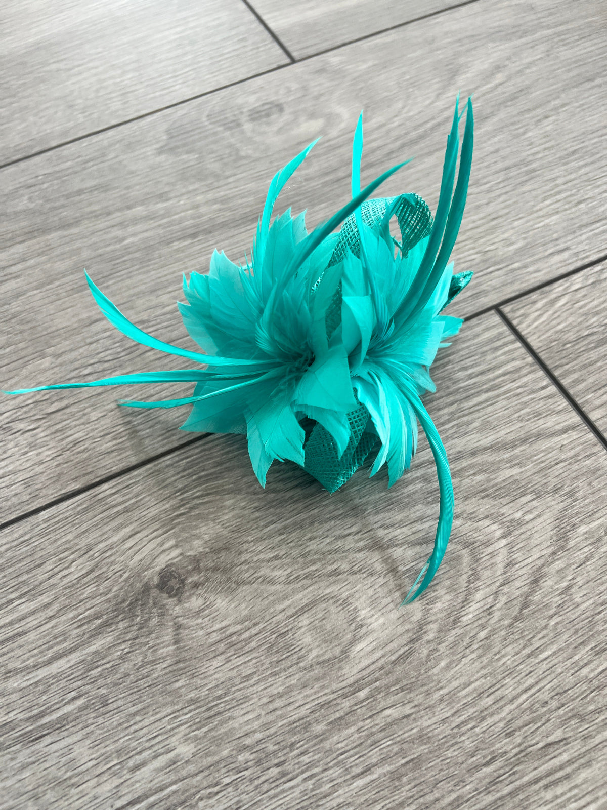 Small Turquoise Fascinator Clip with Feathers &amp; Loops-Fascinators Direct