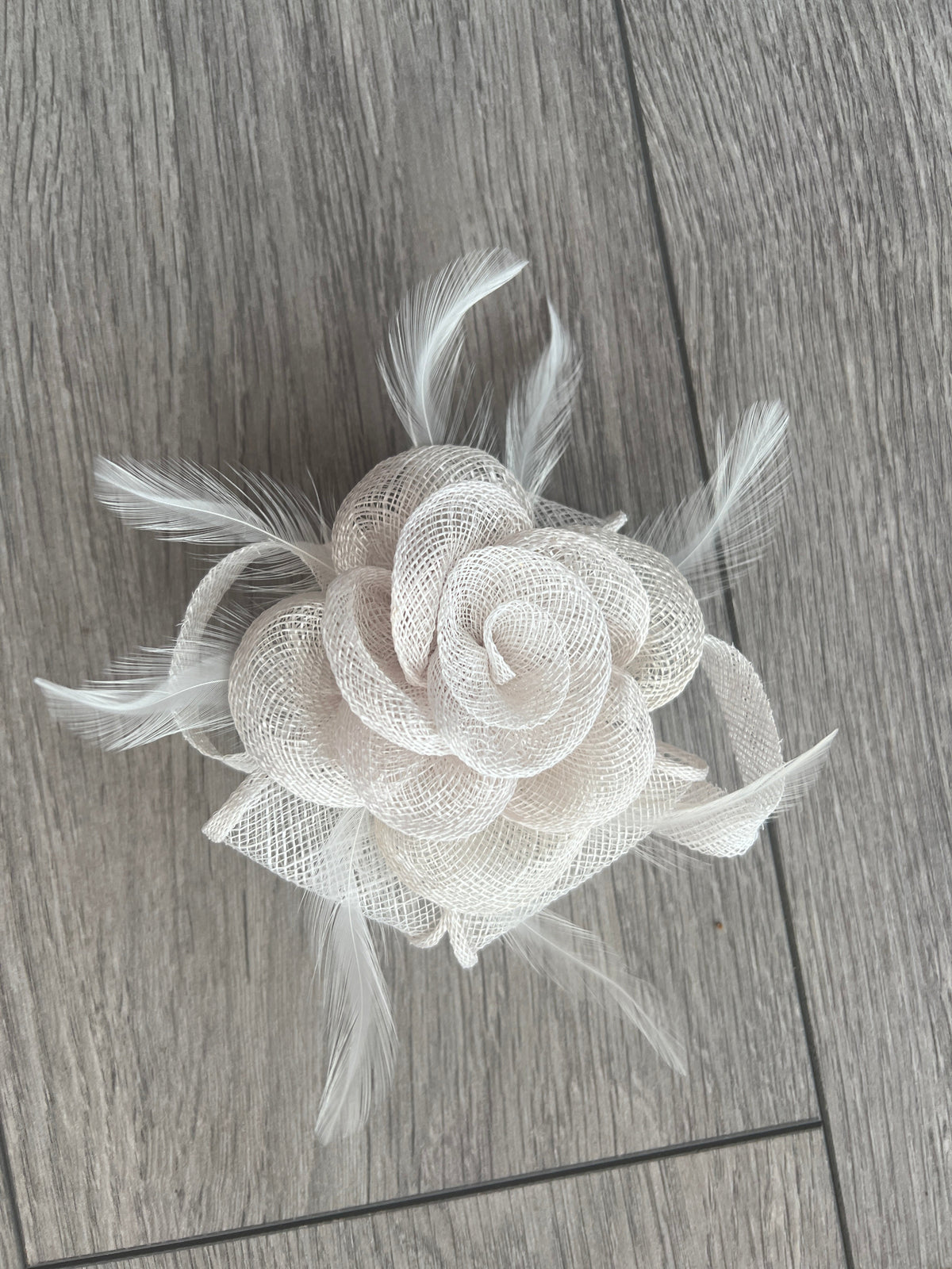 Small White Fascinator Clip with Bow &amp; Flower-Fascinators Direct
