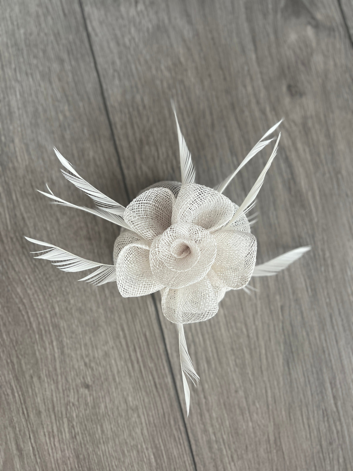 Small White Flower Fascinator Hair Clip with Feathers-Fascinators Direct