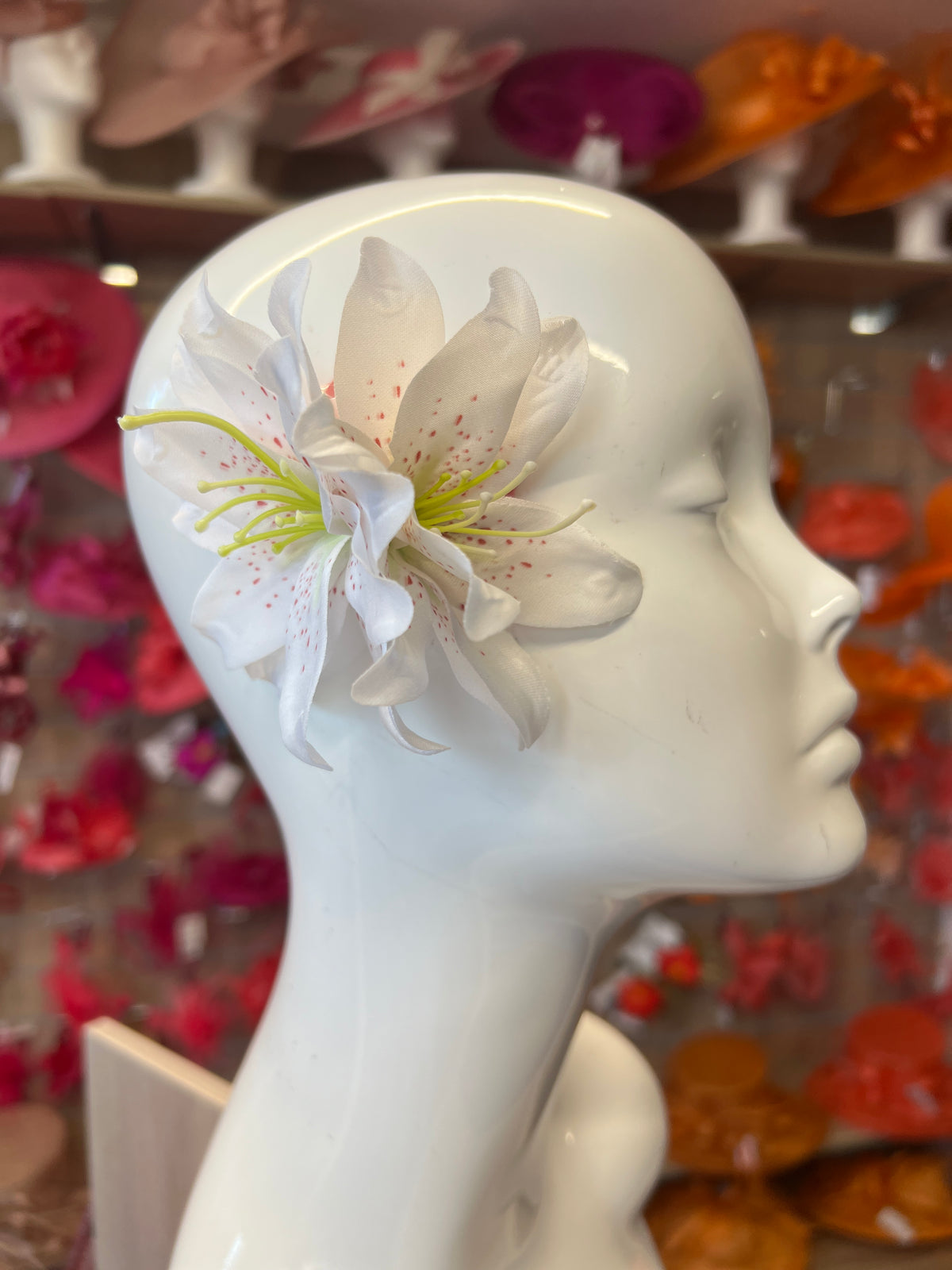 Small White Lily Hair Flower Clip-Fascinators Direct