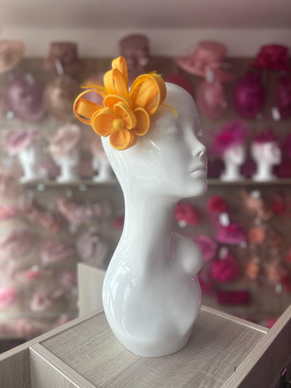 Small Yellow Flower Fascinator Clip with Feathers-Fascinators Direct