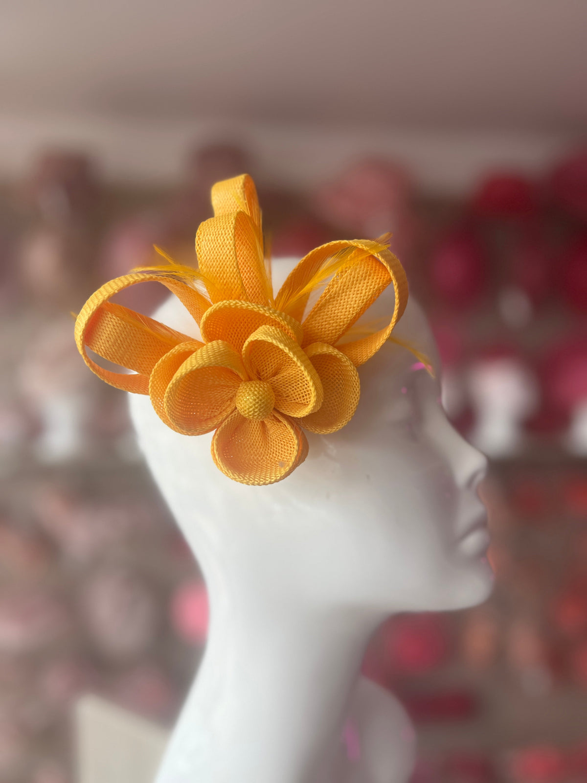 Small Yellow Flower Fascinator Clip with Feathers-Fascinators Direct