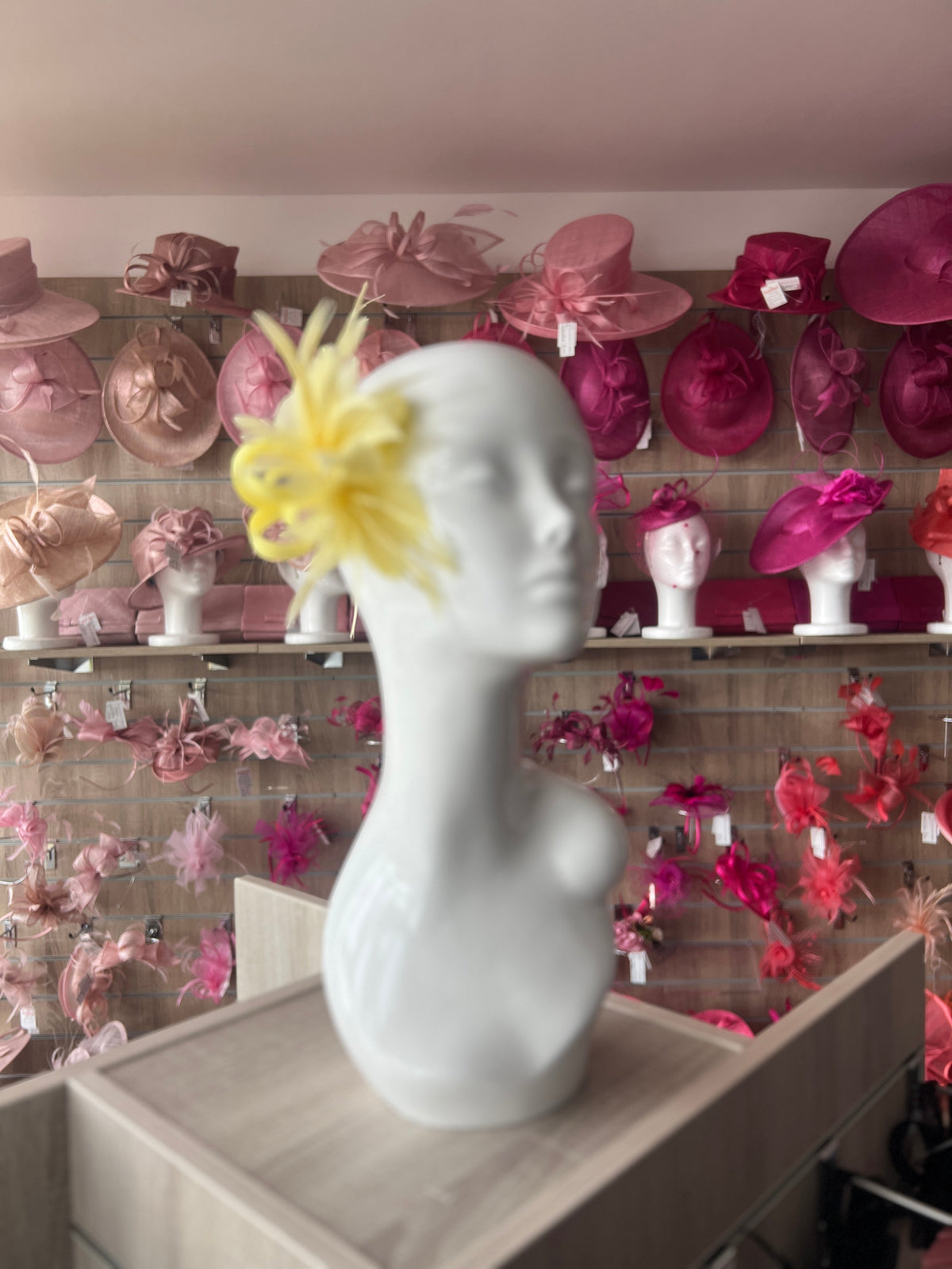 Small Yellow Lemon Fascinator Clip with Feathers &amp; Satin Loops-Fascinators Direct