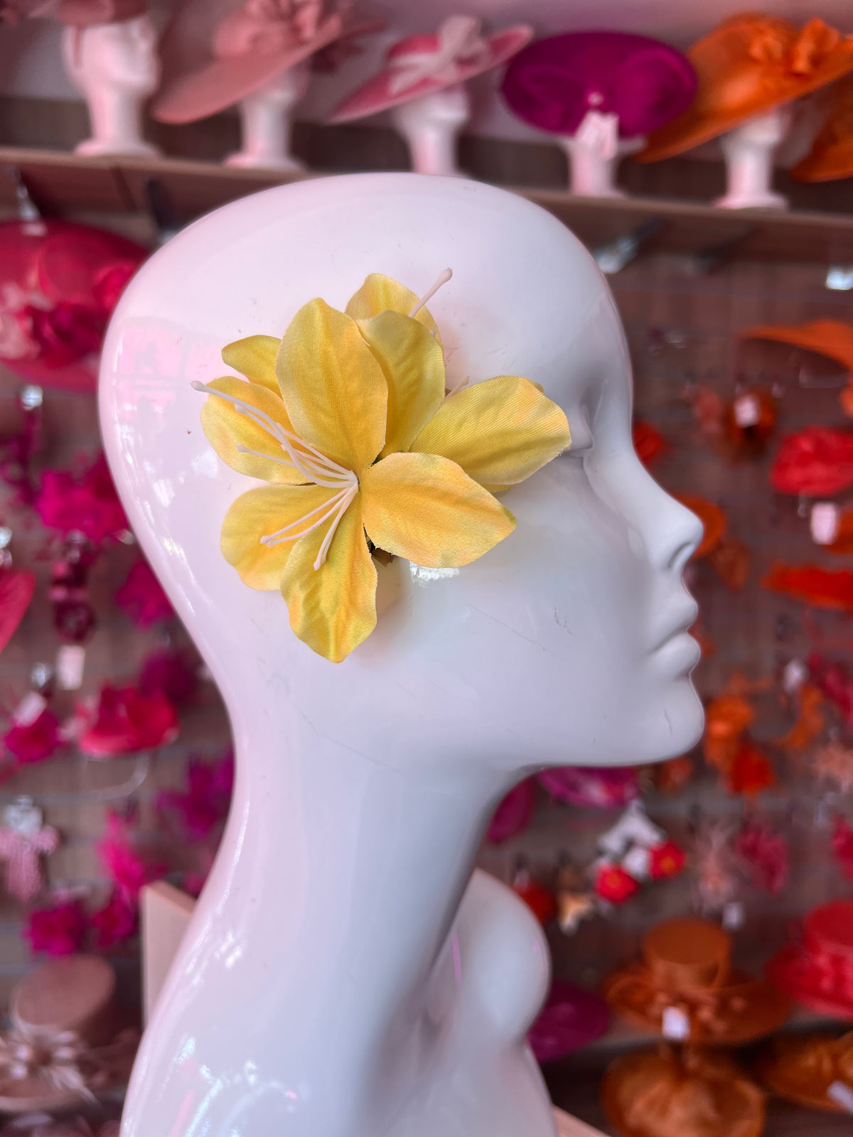 Small Yellow Lily Hair Flower Clip-Fascinators Direct