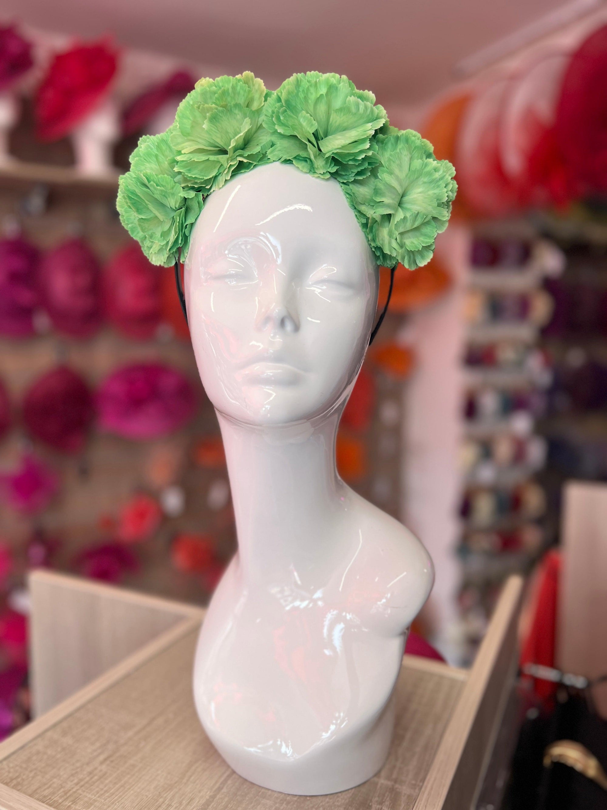 Spring Green Carnation Flower Crown Headband