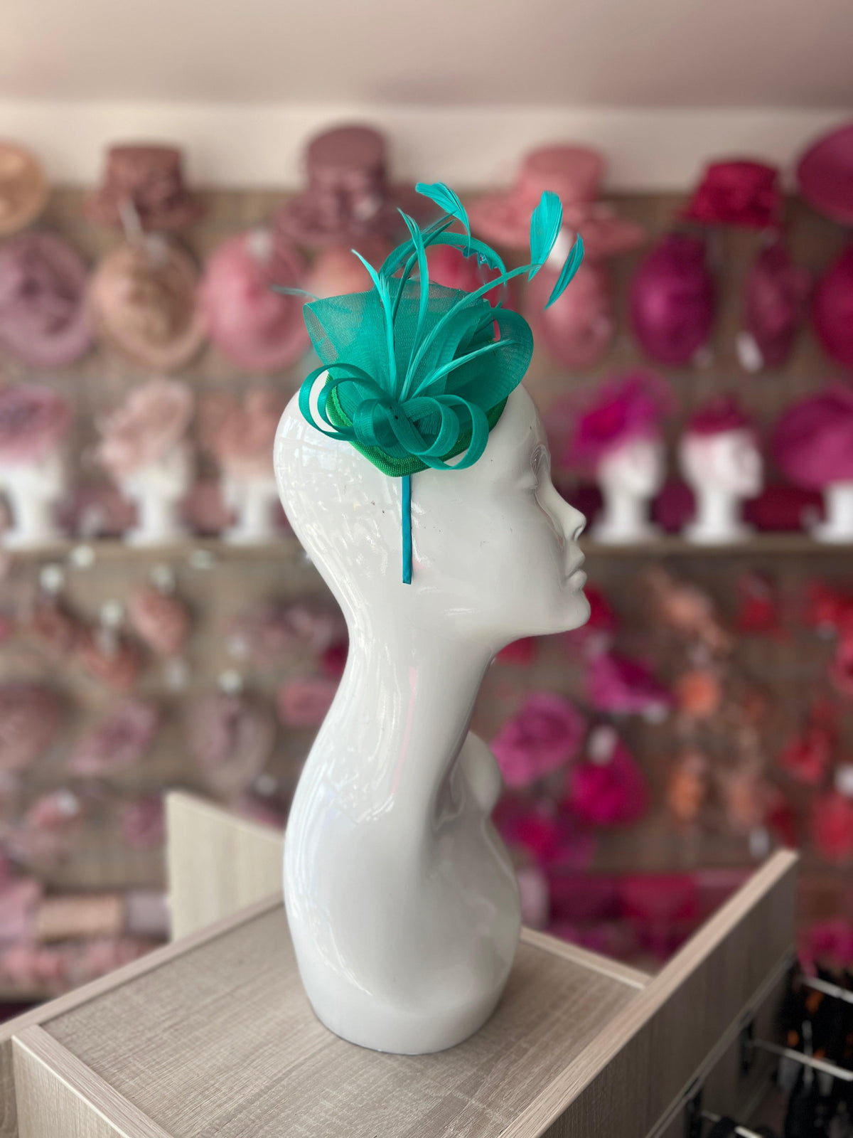 Spring Green Fascinator Headband With Looped Crin &amp; Feathers-Fascinators Direct