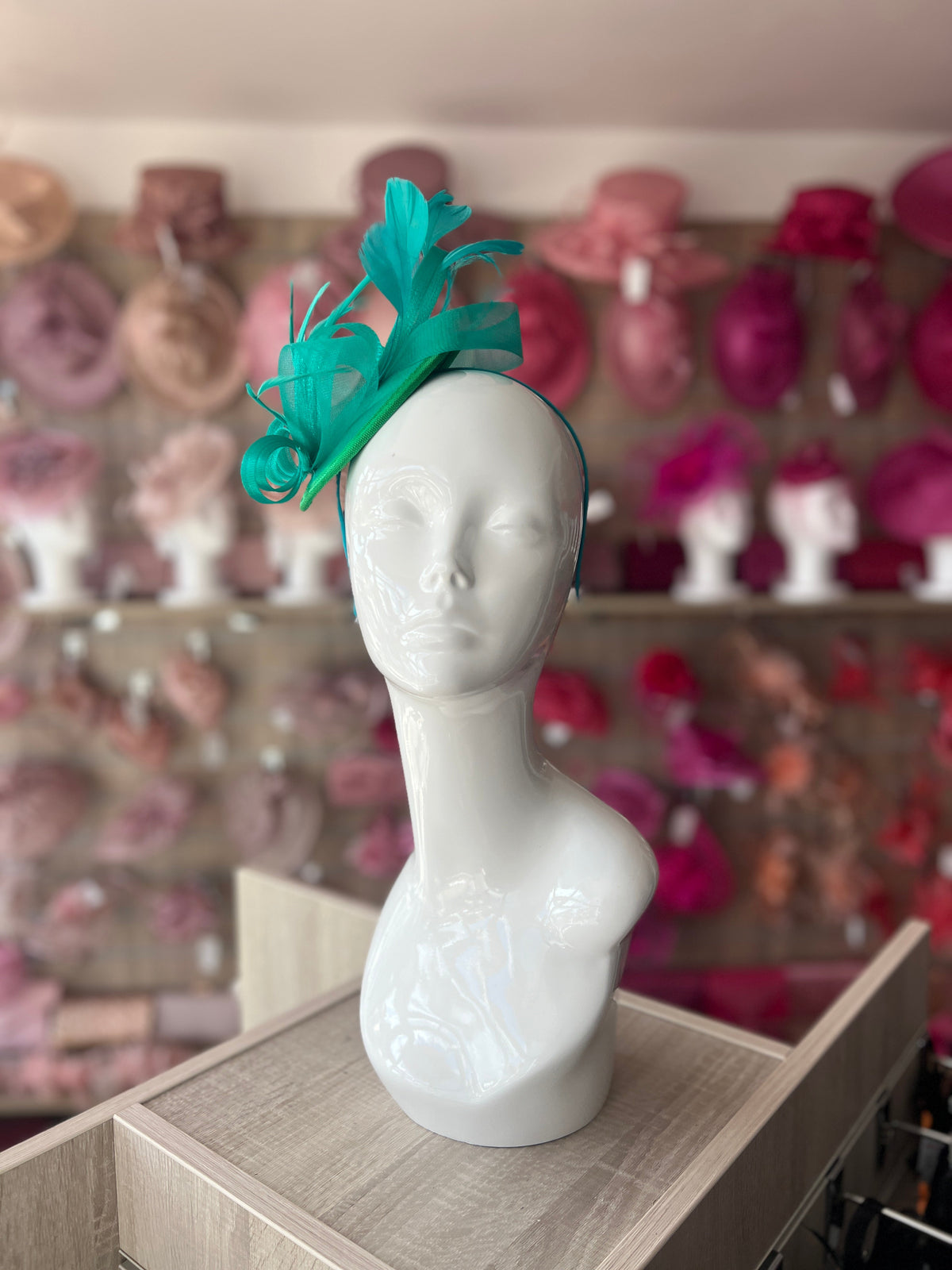 Spring Green Fascinator Headband With Looped Crin &amp; Feathers-Fascinators Direct
