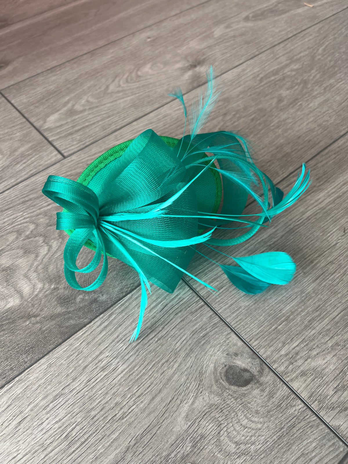 Spring Green Fascinator Headband With Looped Crin &amp; Feathers-Fascinators Direct