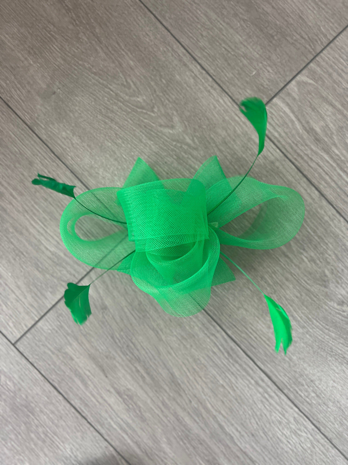 Spring Green Large Loop Fascinator With Feathers-Fascinators Direct
