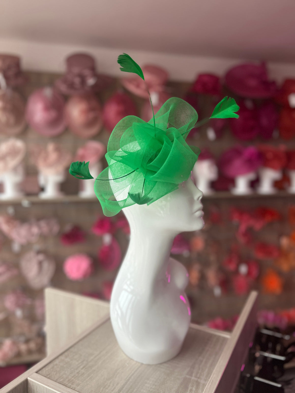 Spring Green Large Loop Fascinator With Feathers-Fascinators Direct