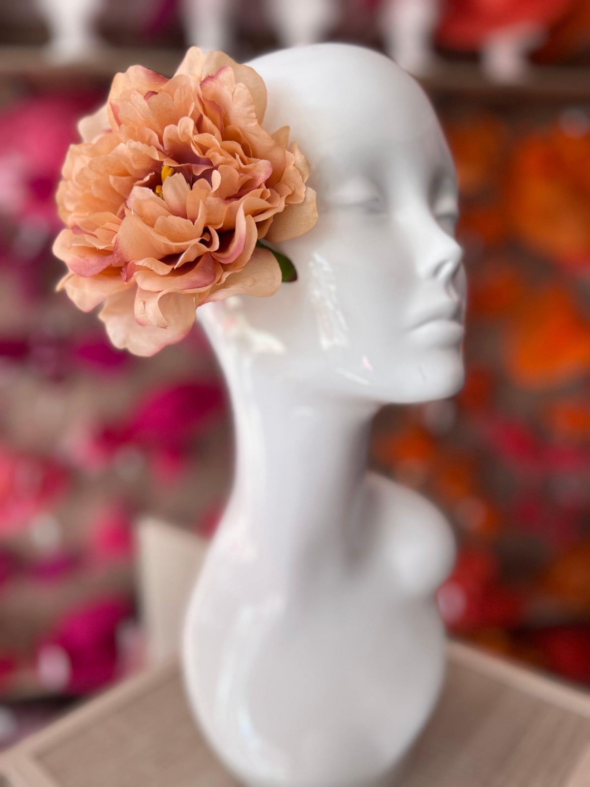 Sunset Orange Peony Hair flower-Fascinators Direct