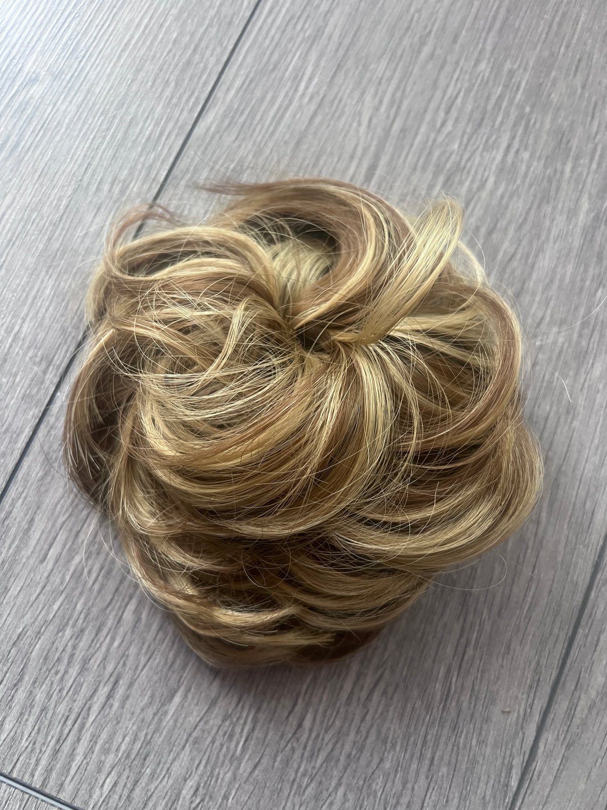 Synthetic Messy Hair Bun Scrunchie - Ash Blonde &amp; Brunette-Fascinators Direct