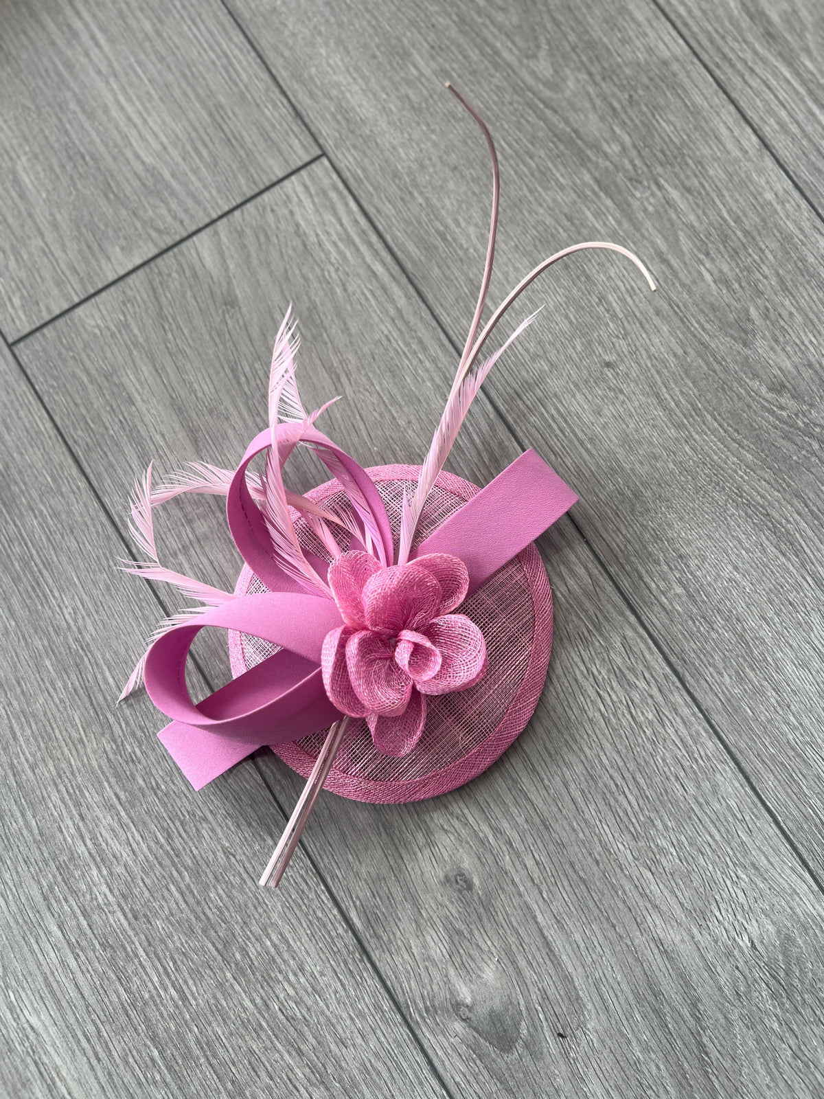 Taffy Pink Disc Fascinator with Ribbons, Quills &amp; Feathers-Fascinators Direct