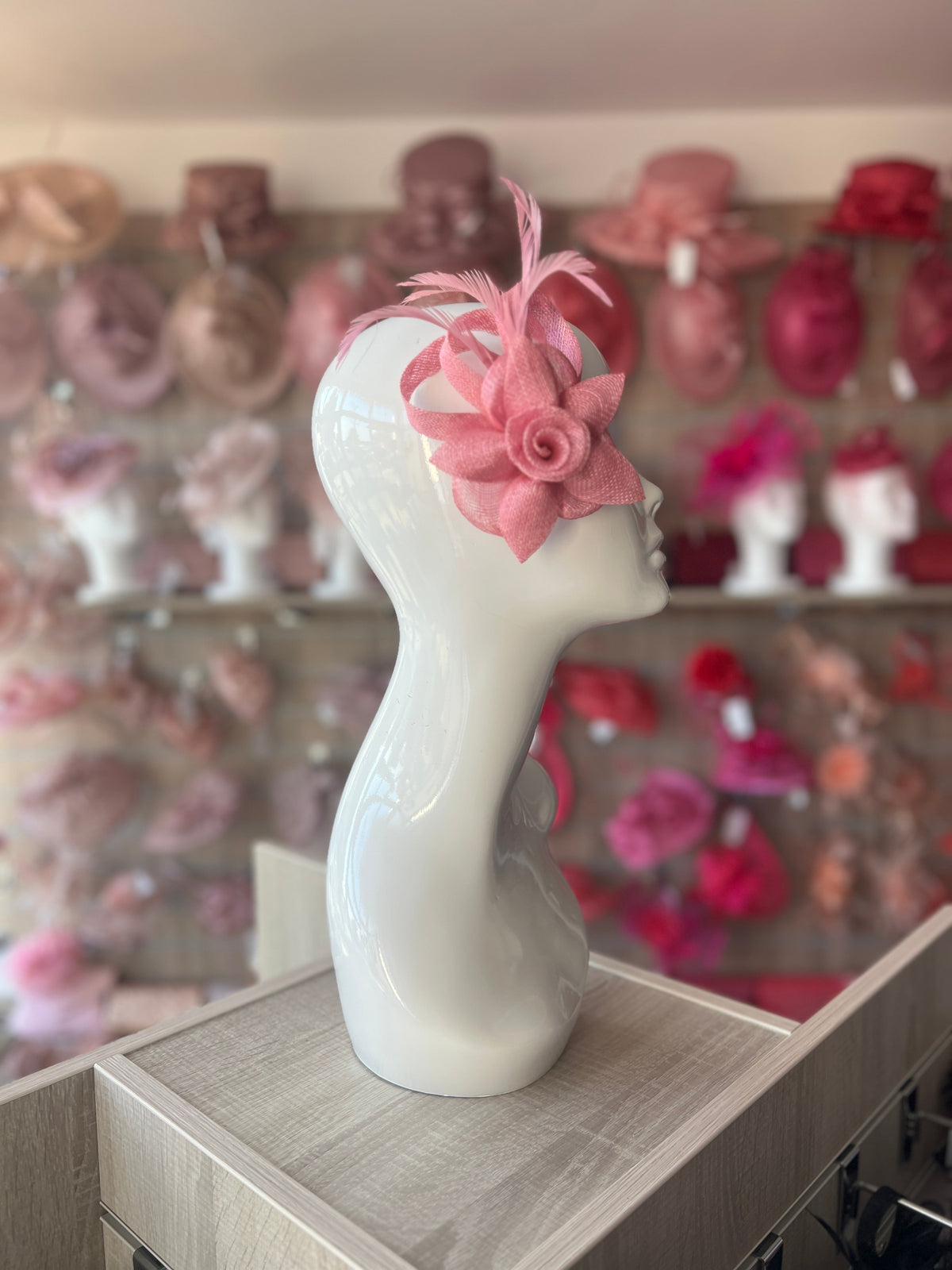 Taffy Pink Flower Fascinator Clip With Feathers-Fascinators Direct