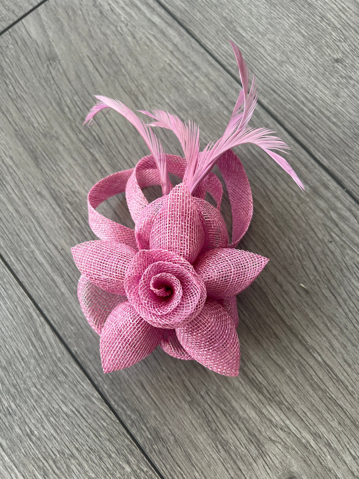 Taffy Pink Flower Fascinator Clip With Feathers-Fascinators Direct