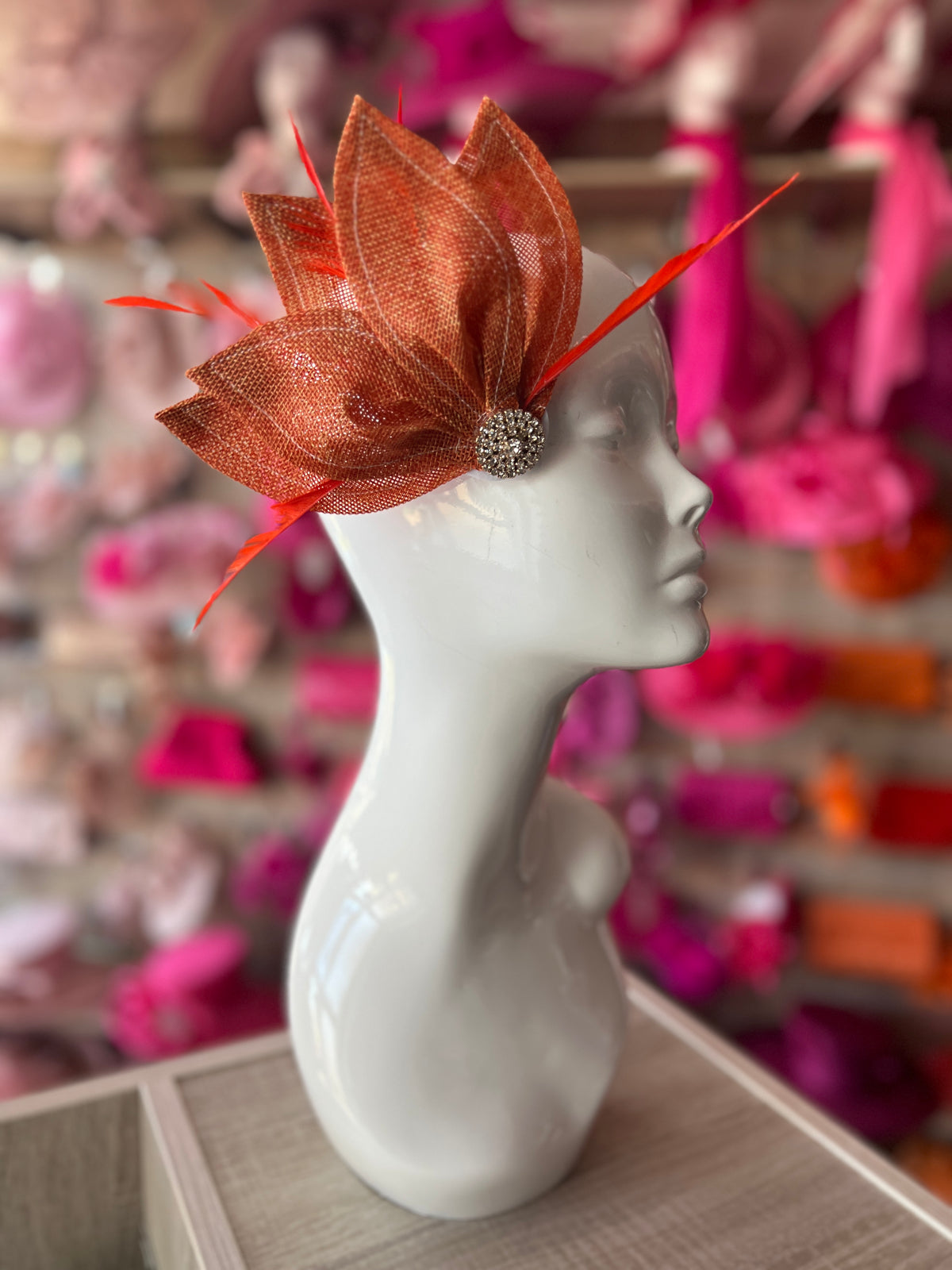 Tangerine Feather Petal Fan Hair Clip Fascinator (Copy)-Fascinators Direct
