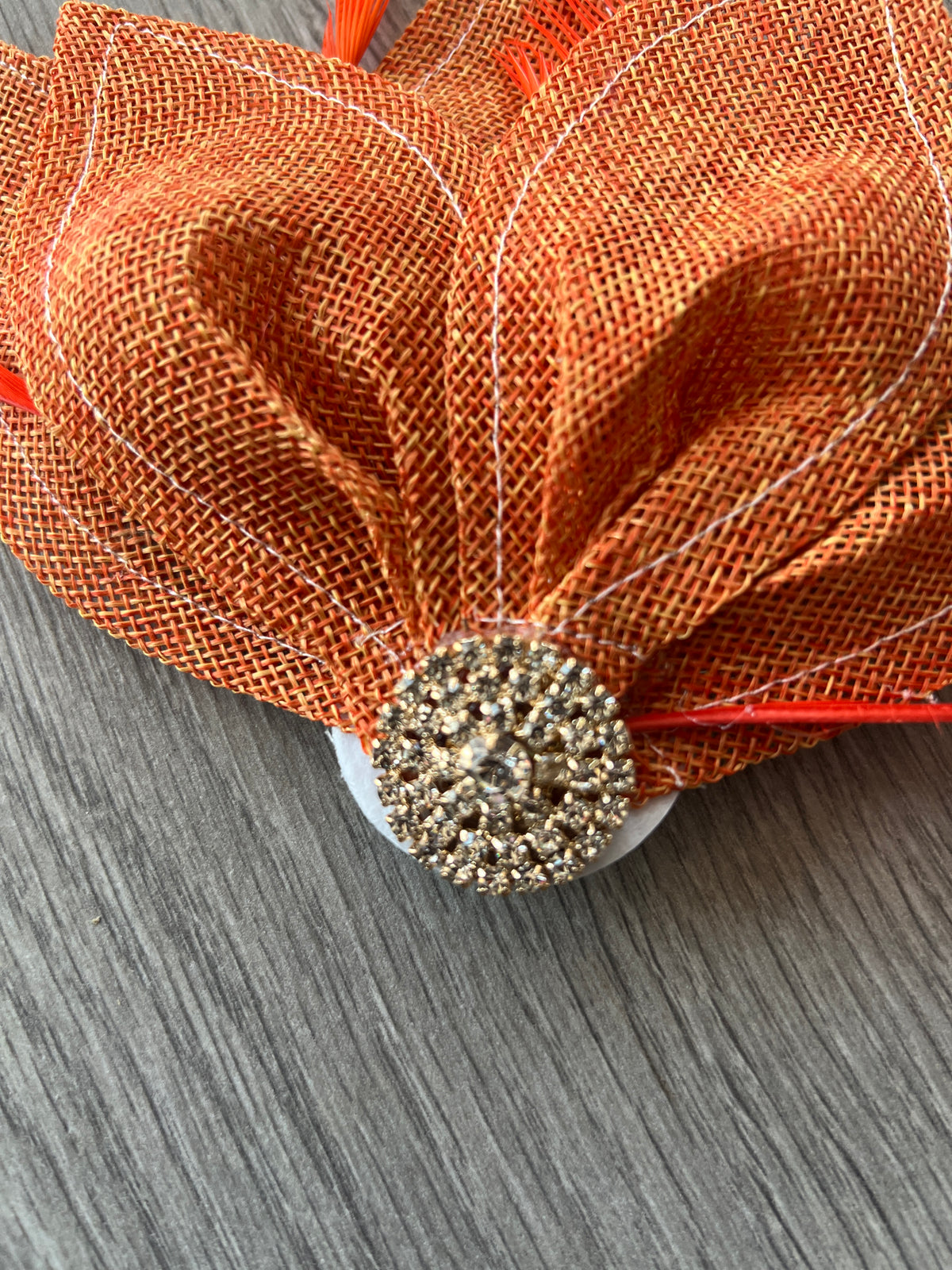 Tangerine Feather Petal Fan Hair Clip Fascinator (Copy)-Fascinators Direct