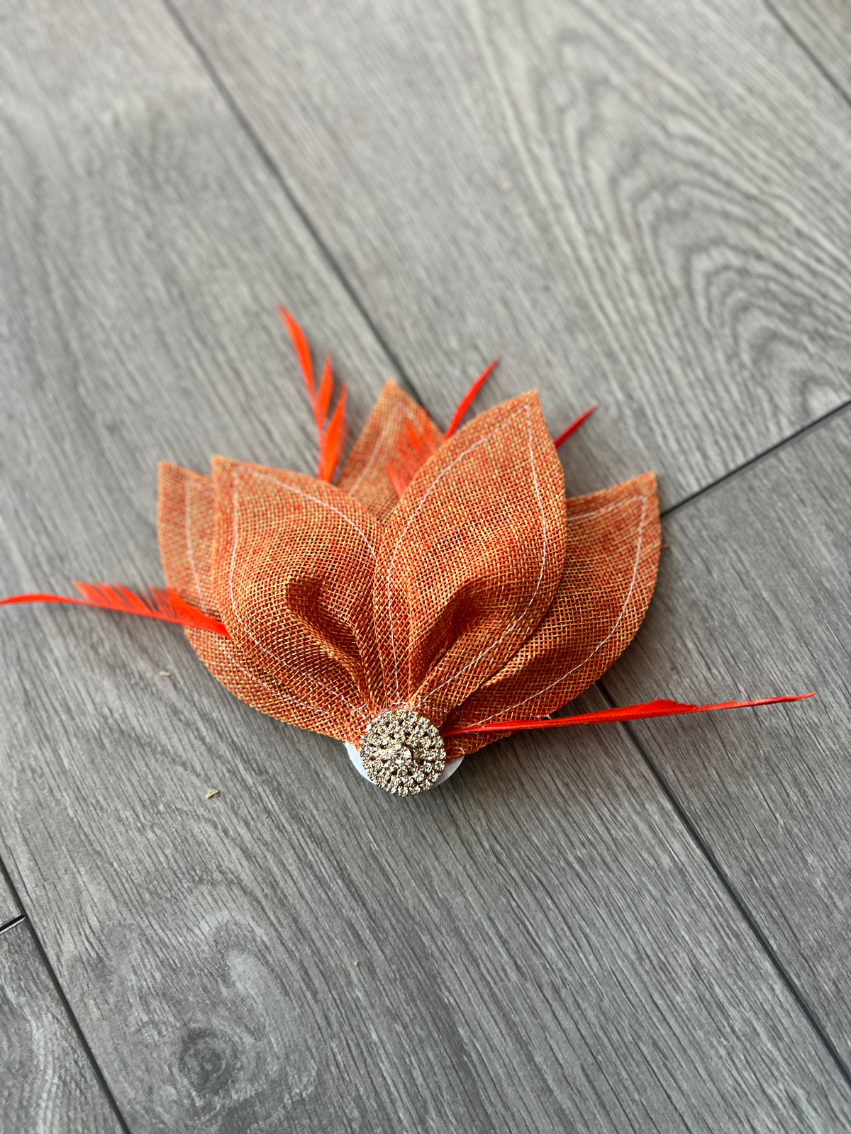 Tangerine Feather Petal Fan Hair Clip Fascinator (Copy)-Fascinators Direct