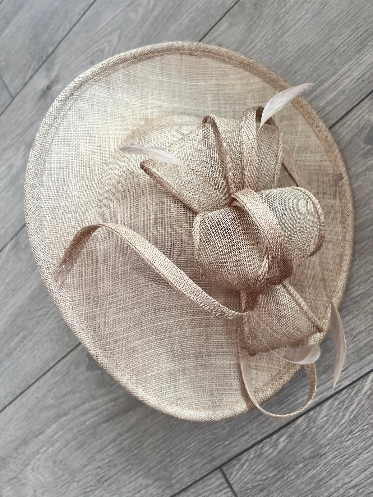 Taupe Teardrop Disc Fascinator-Fascinators Direct