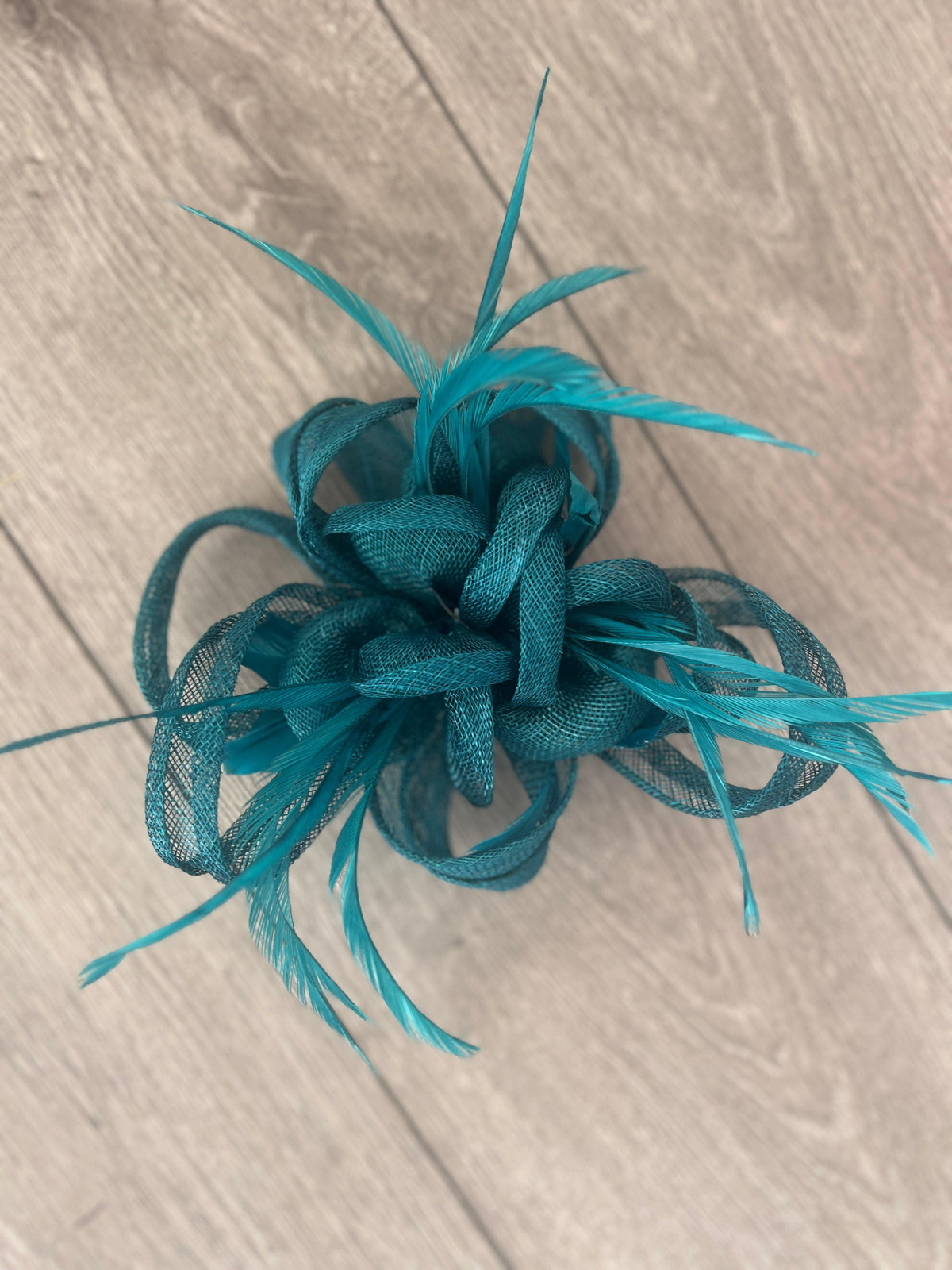 Teal Flower Fascinator with Loops &amp; Feathers-Fascinators Direct