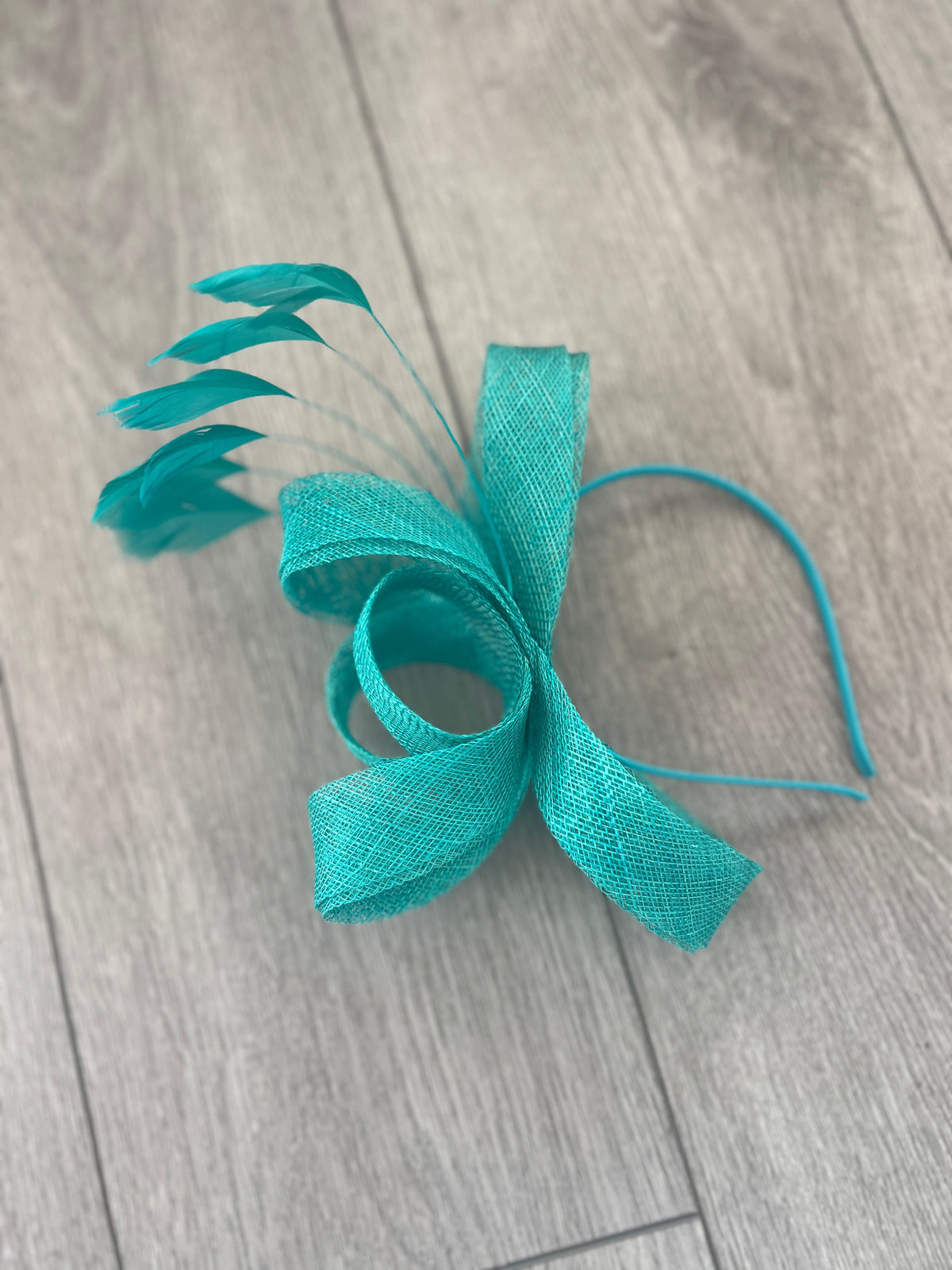 Teal Large Loop Feather Headband Fascinator-Fascinators Direct