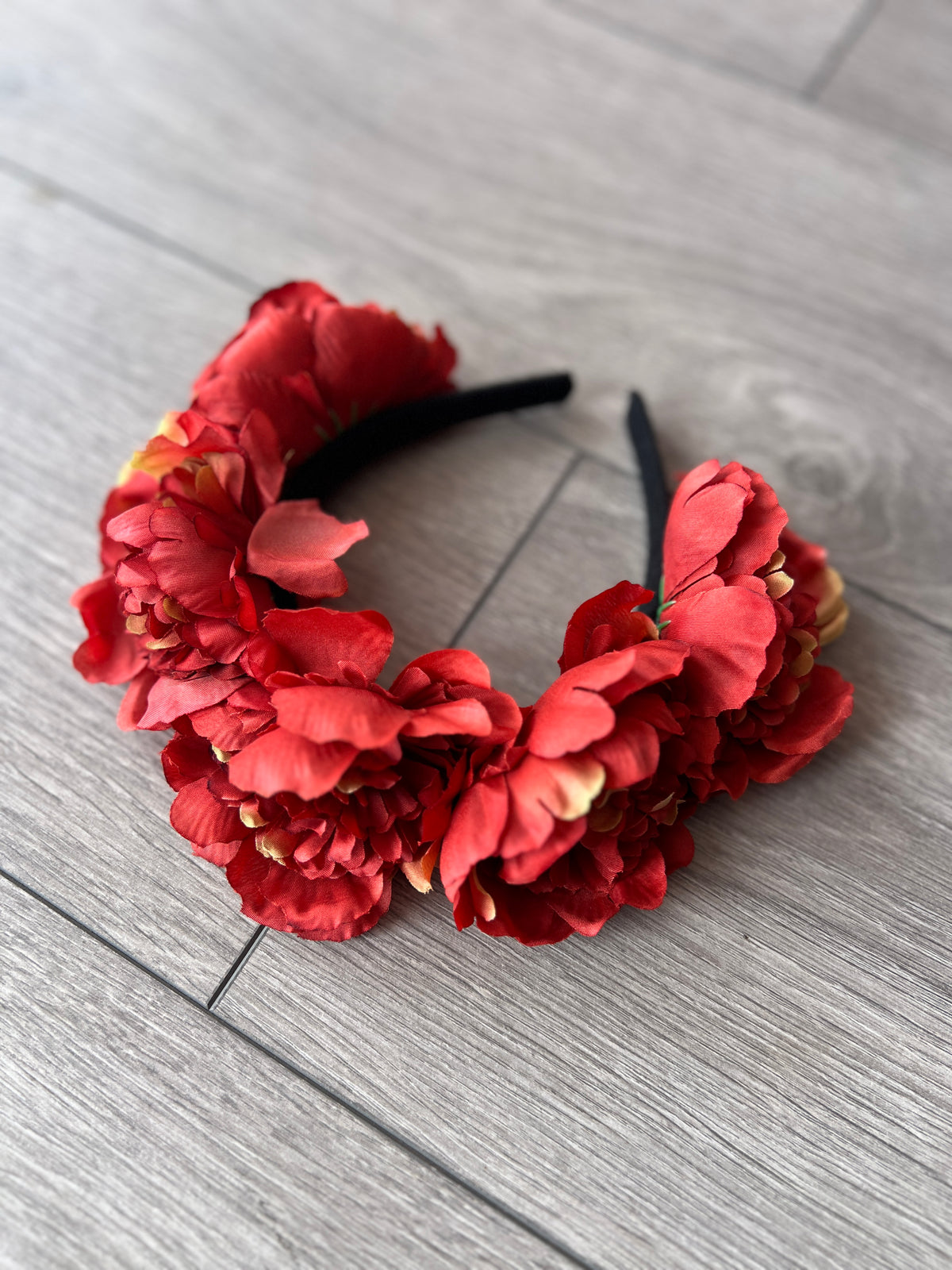 Tomato Red Peony flower Crown Headband-Fascinators Direct