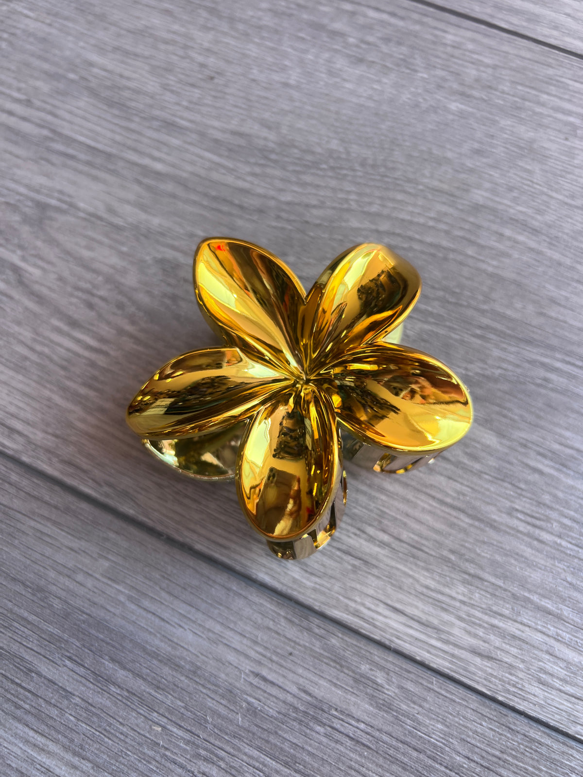 Tropical Jasmine Hair Flower Claw - Gold Chrome-Fascinators Direct