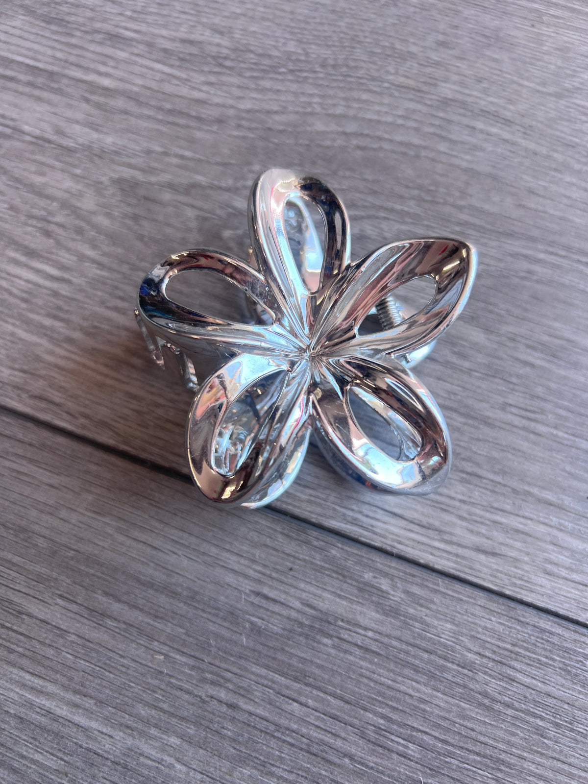Tropical Jasmine Hair Flower Claw - Silver Chrome-Fascinators Direct