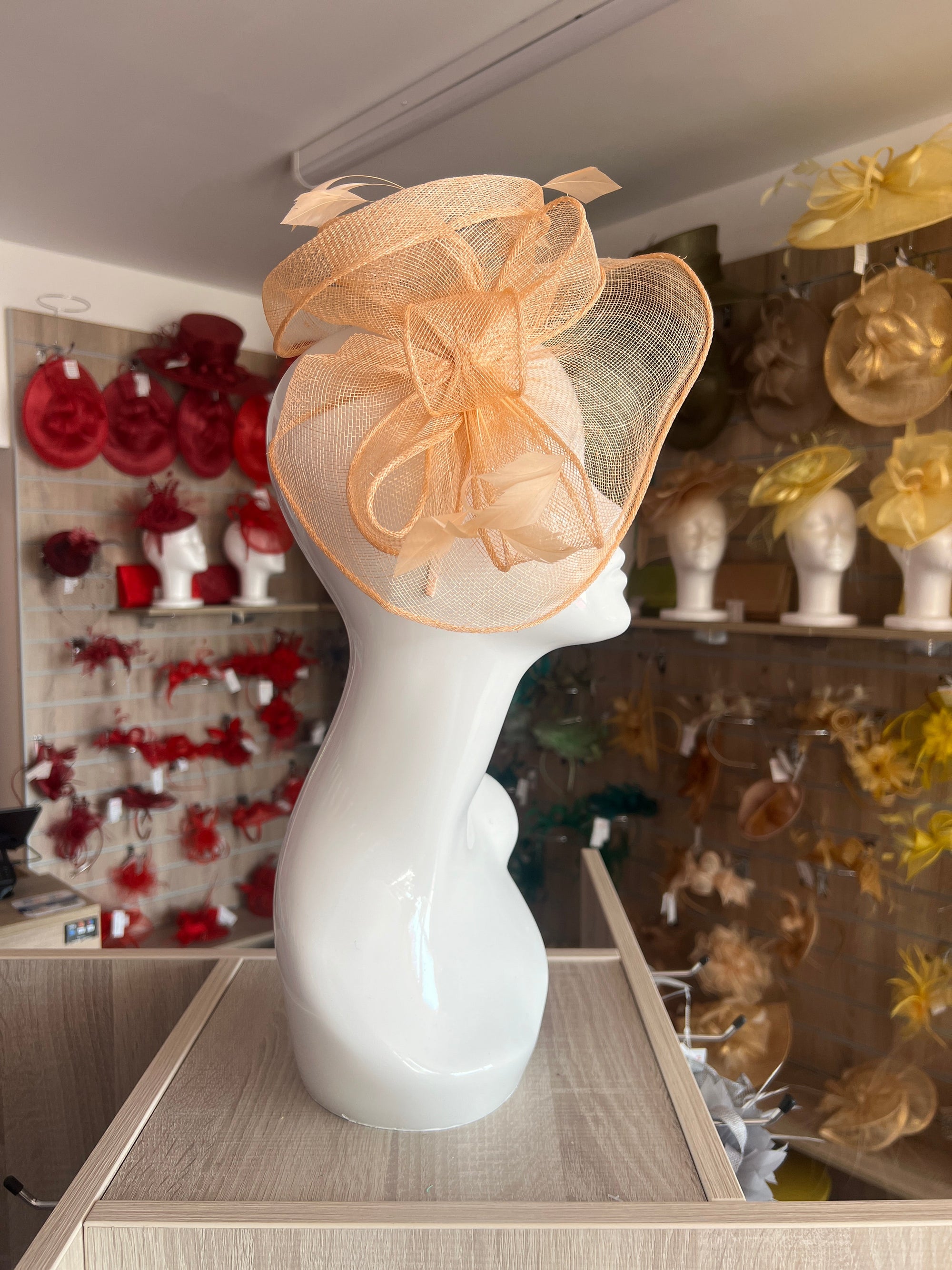 Trumpet Flower Nude Hair Fascinator-Fascinators Direct