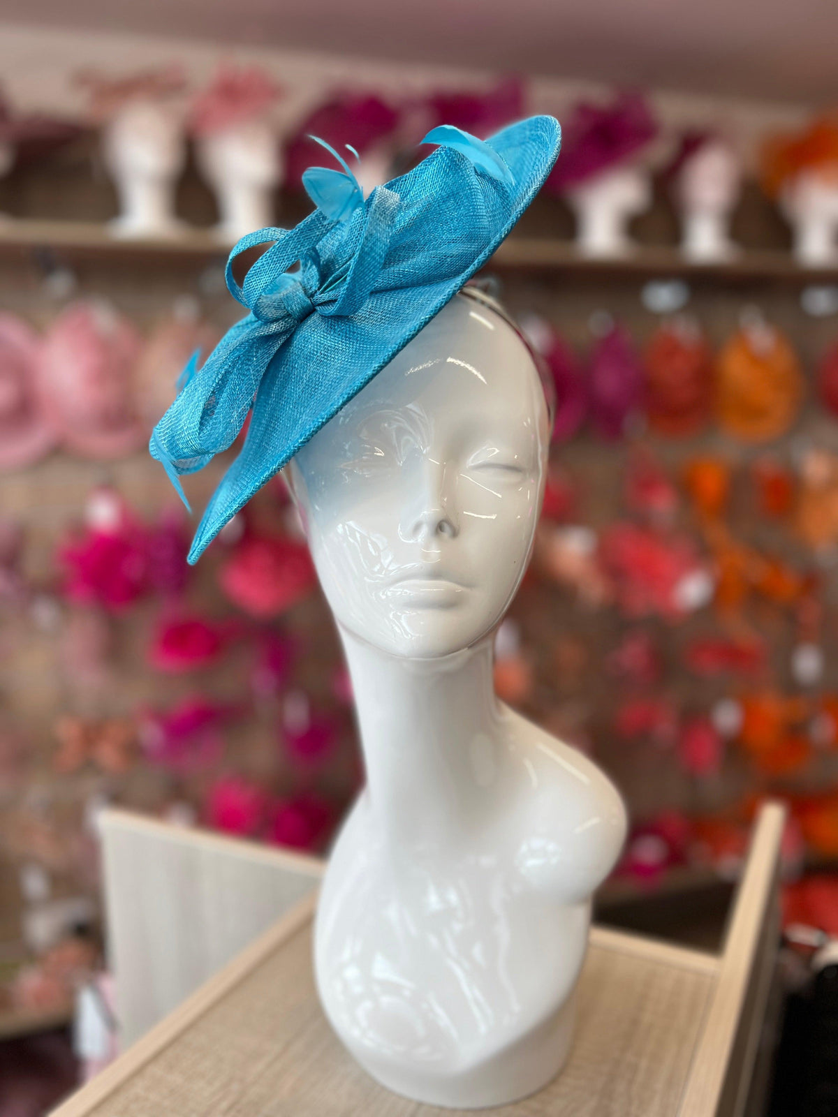 Turquoise Disc Fascinator with Decorative Bow-Fascinators Direct
