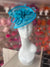 Turquoise Disc Fascinator with Fabric Rose & Netting-Fascinators Direct